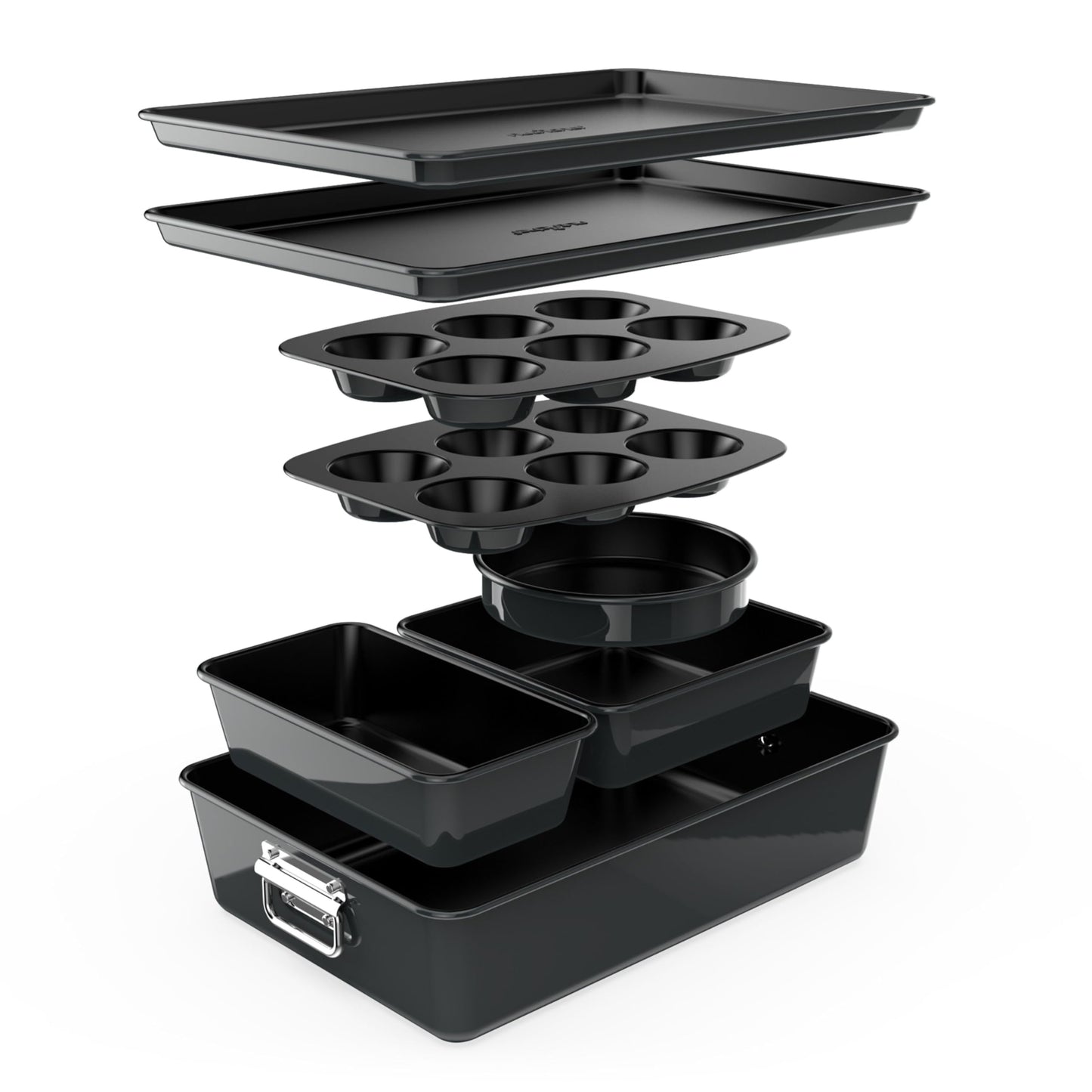 Minimalist Black 8-Piece Nonstick Stackable Bakeware Set