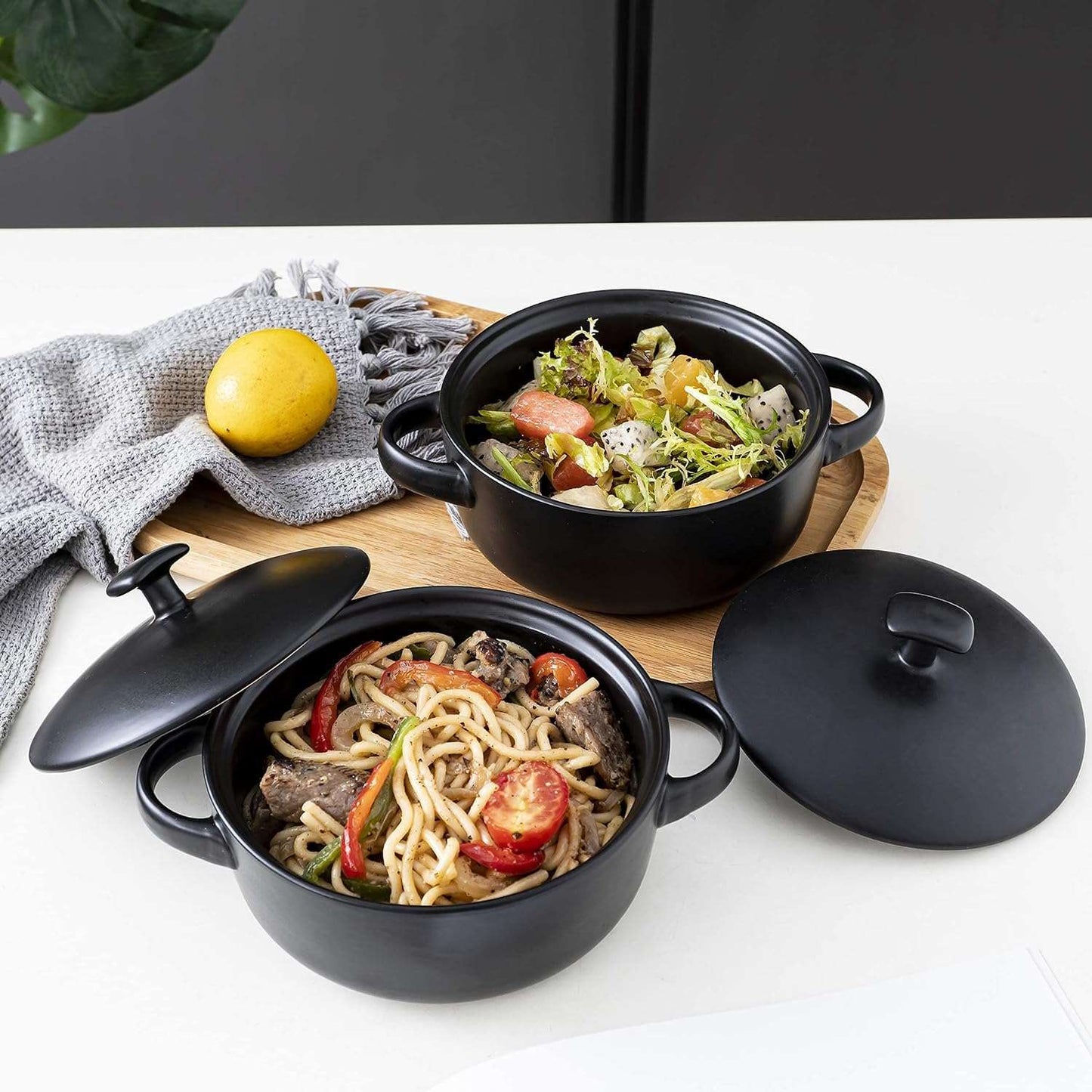 Minimalist Black BRUNTMOR 20 Oz Ceramic Crock Bowls