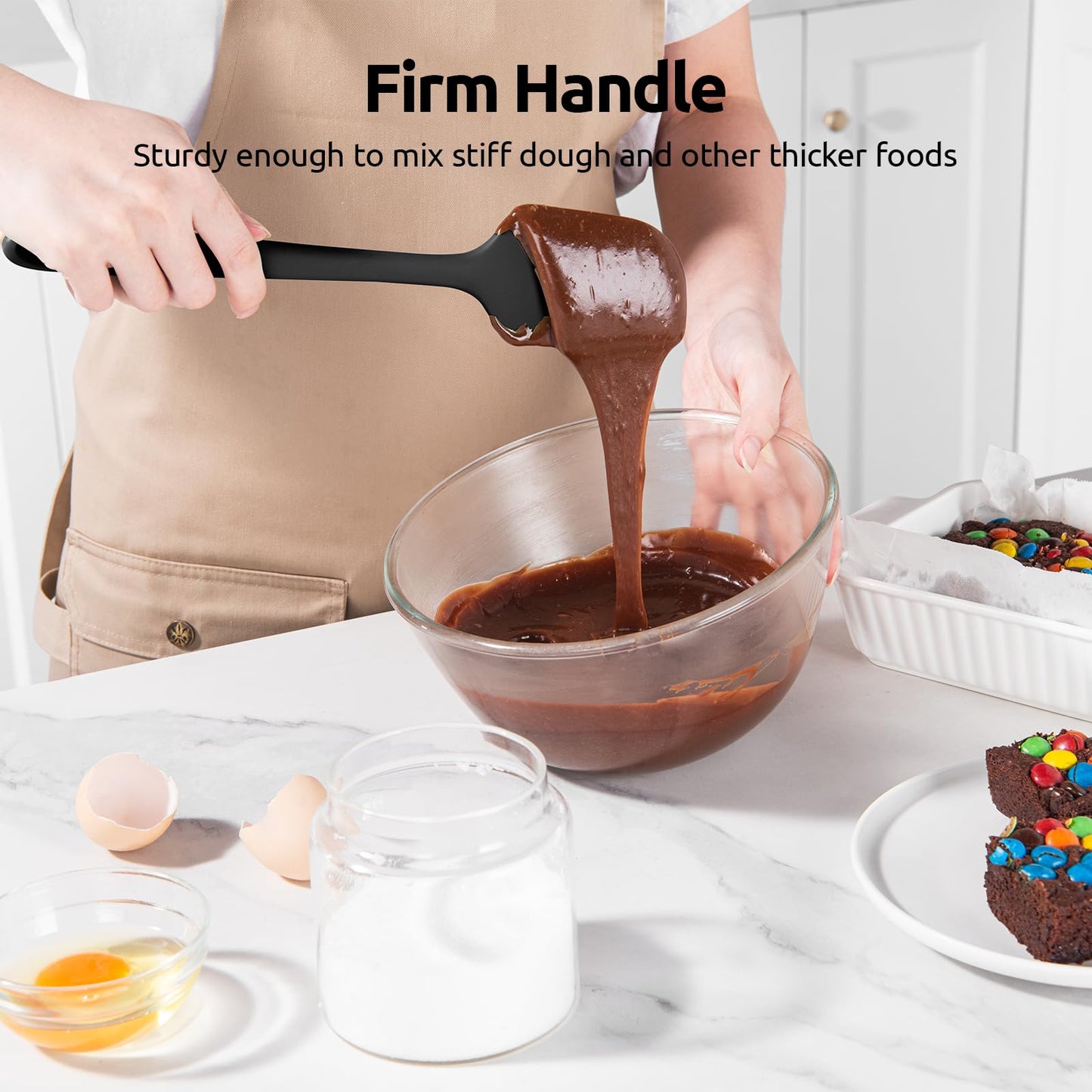 Minimalist Black Silicone Spatula Set, 600ºF High Heat Resistant
