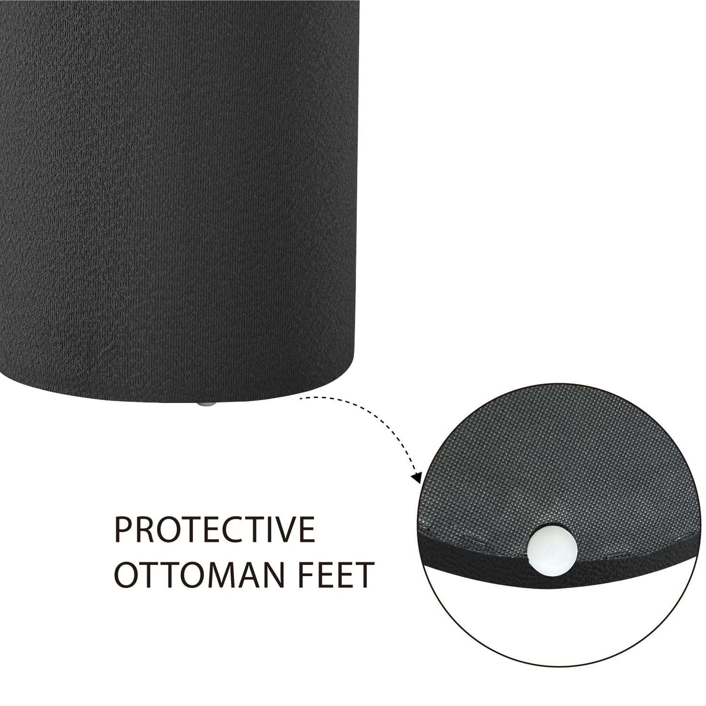 Minimalist Black Modern Round Upholstered Ottoman with Soft Padded Seat, Multifunctional Vanity Chair, Footrest, Stool, Ottoman Foot Stool for Living Room, Bedroom, Bathroom