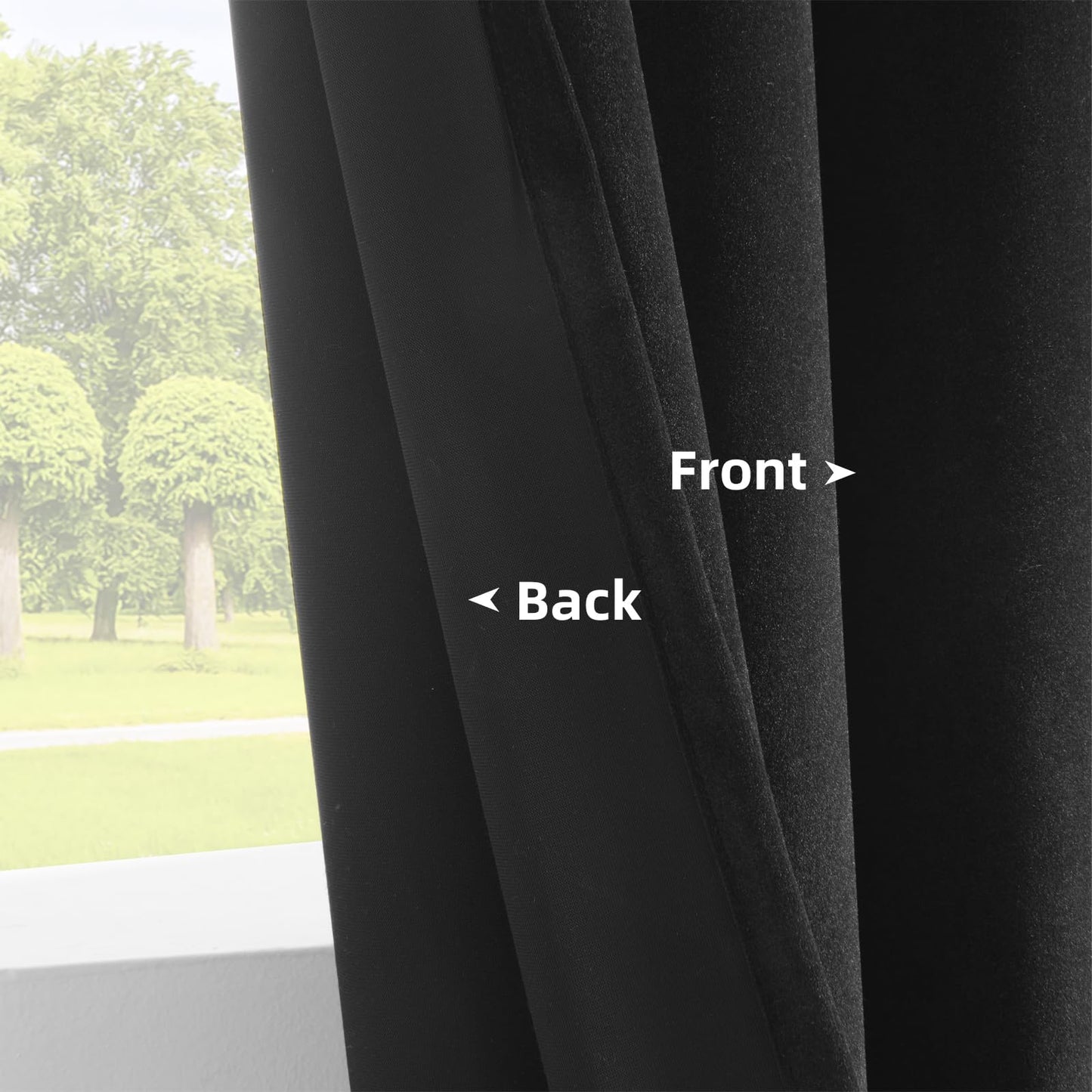 Minimalist Black Velvet Curtains, 90" Length