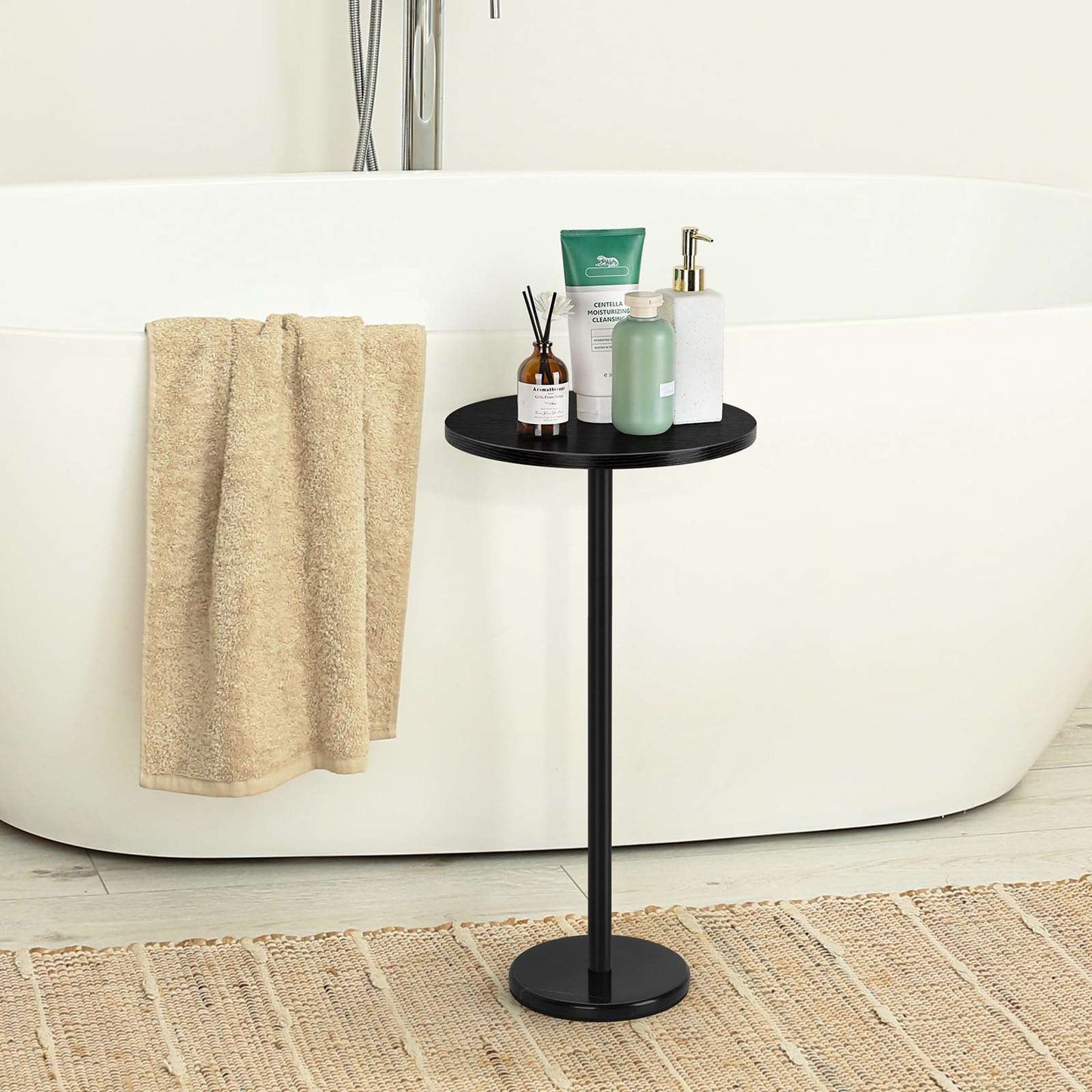 Minimalist Black Modern Round Side Table Set of 2