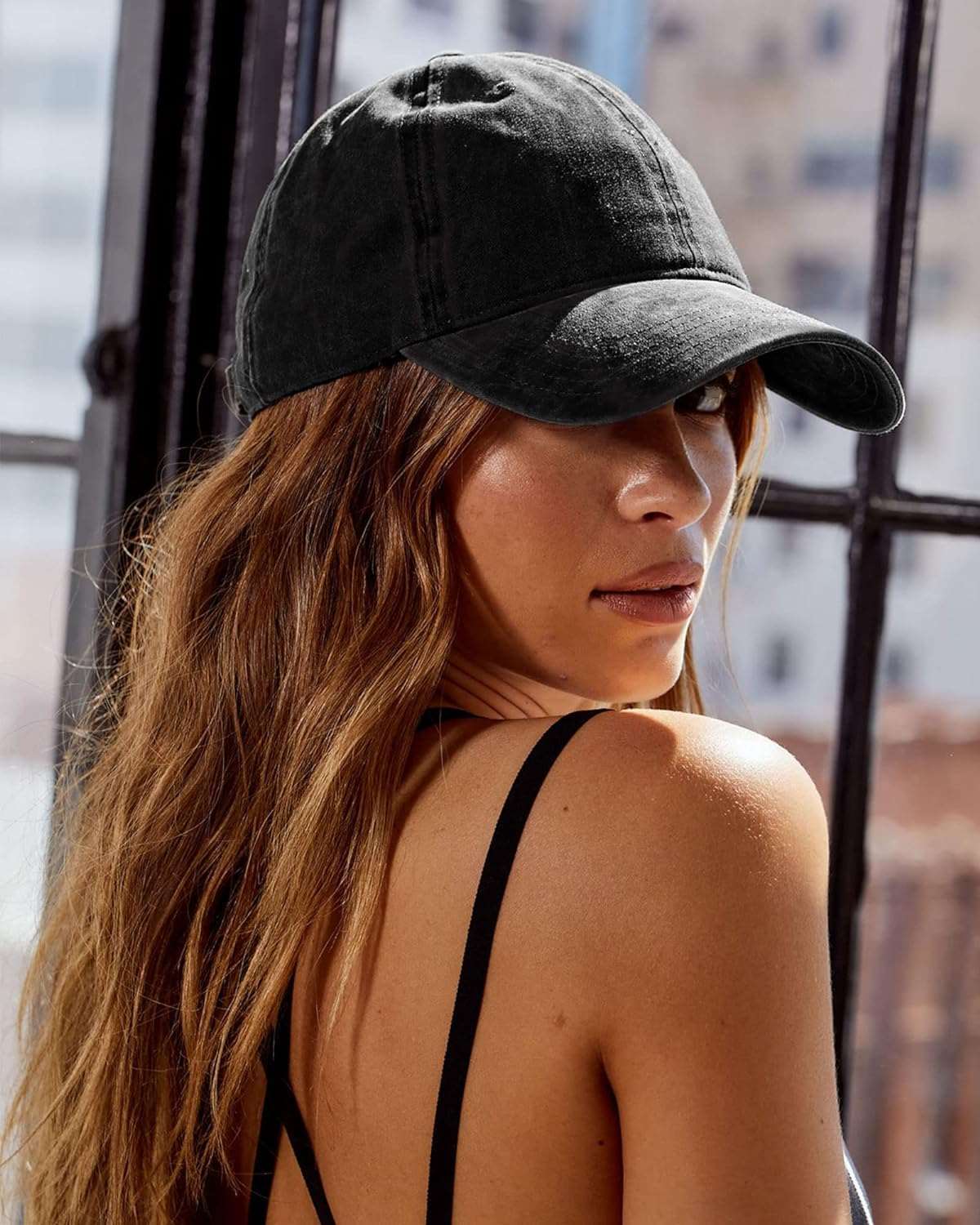 Minimalist Black Cotton Adjustable Baseball Cap Hat