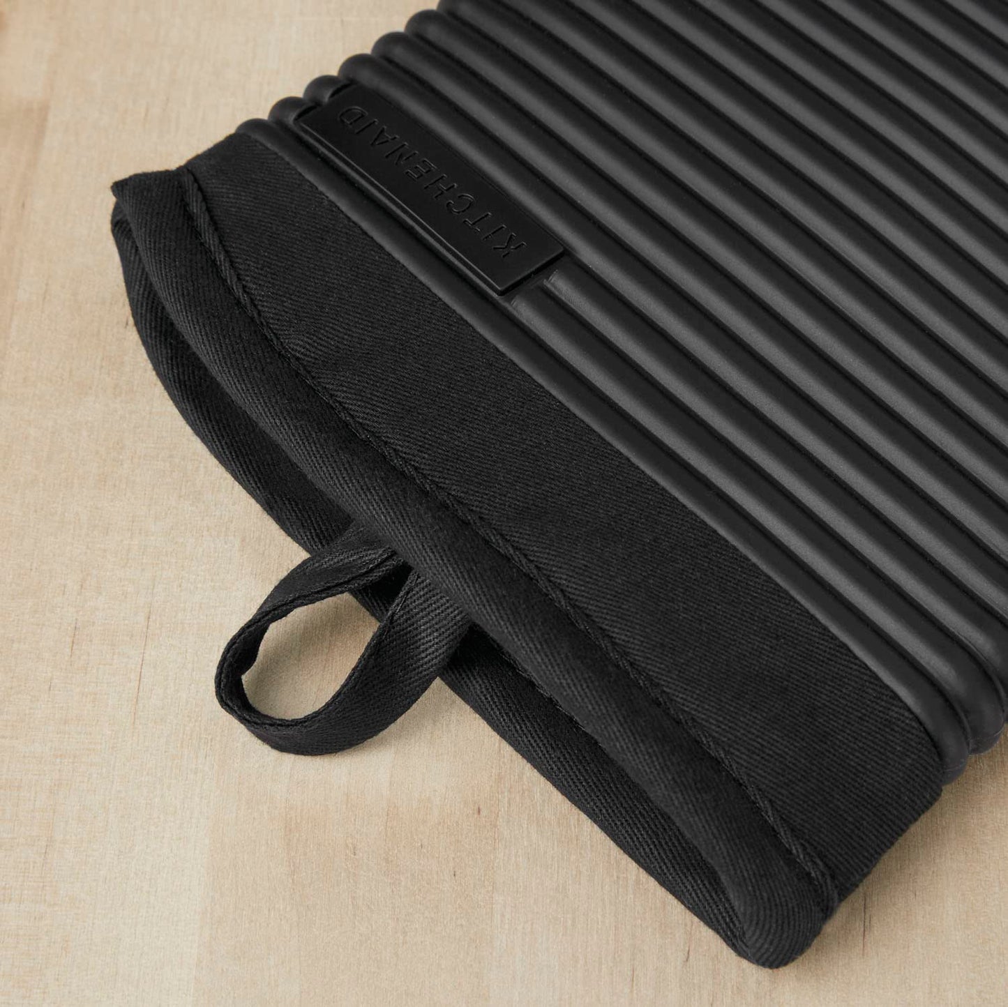 Minimalist Black KitchenAid Ribbed Silicone Oven Mitt 2-Pack