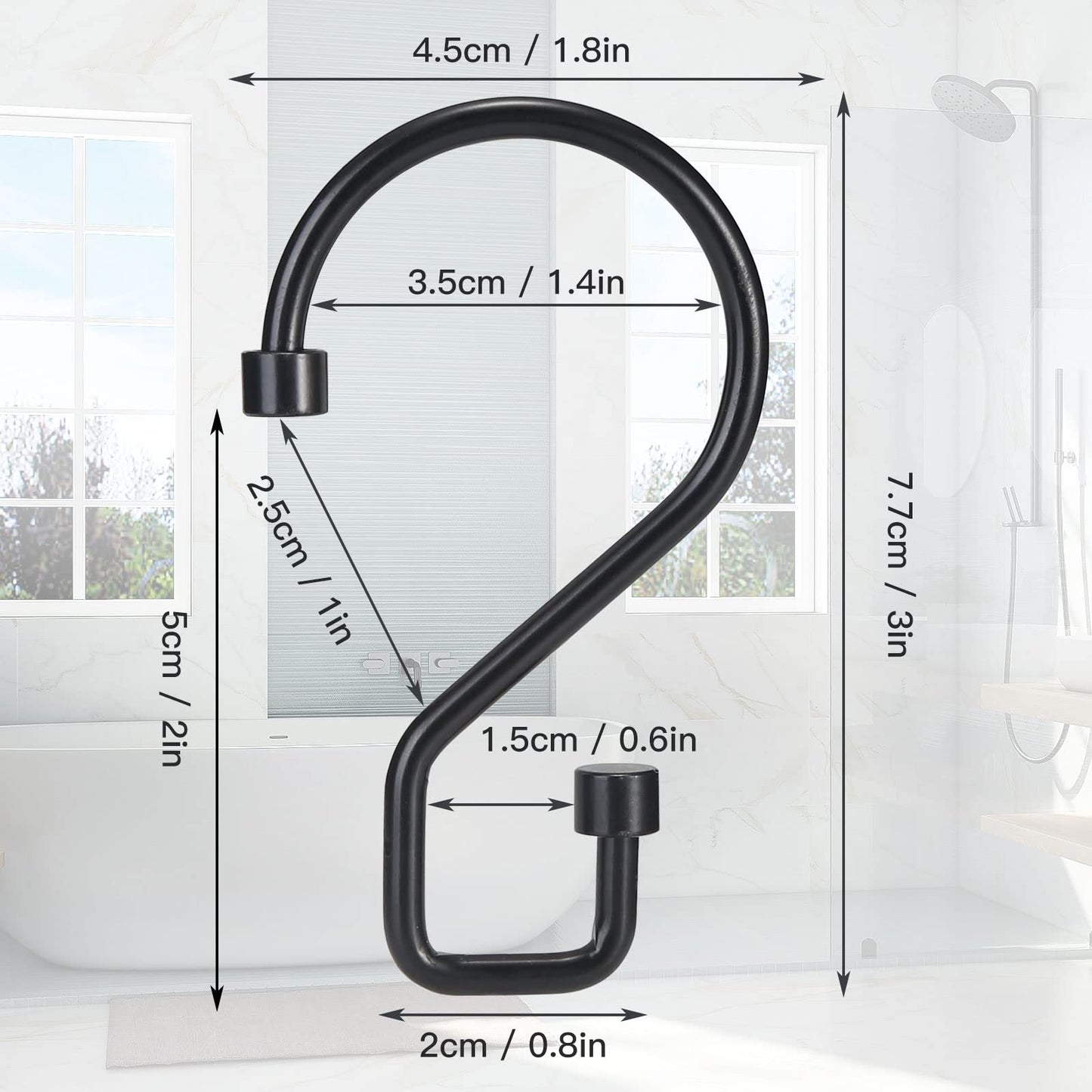 Minimalist Black 12-Piece Multi-Functional S-Shaped Hooks, Rustproof Coating, Durable Wire Design