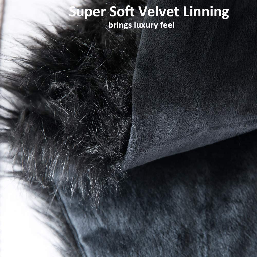 Minimalist Black Luxury Plush Faux Fur Throw Blanket, Long Pile, 50''x60''