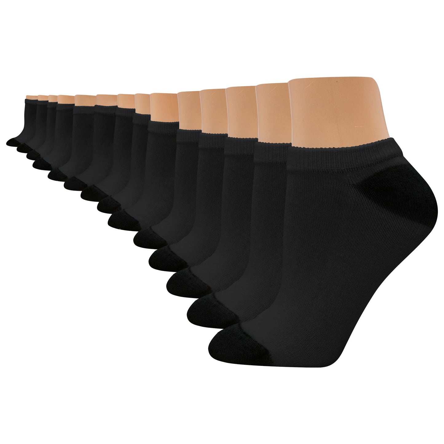 Minimalist Black Hanes Women's Cool Comfort No-Show, Moisture-Wicking Socks, Shoe Sizes 5-9, 14-Pack, Black, 5-9