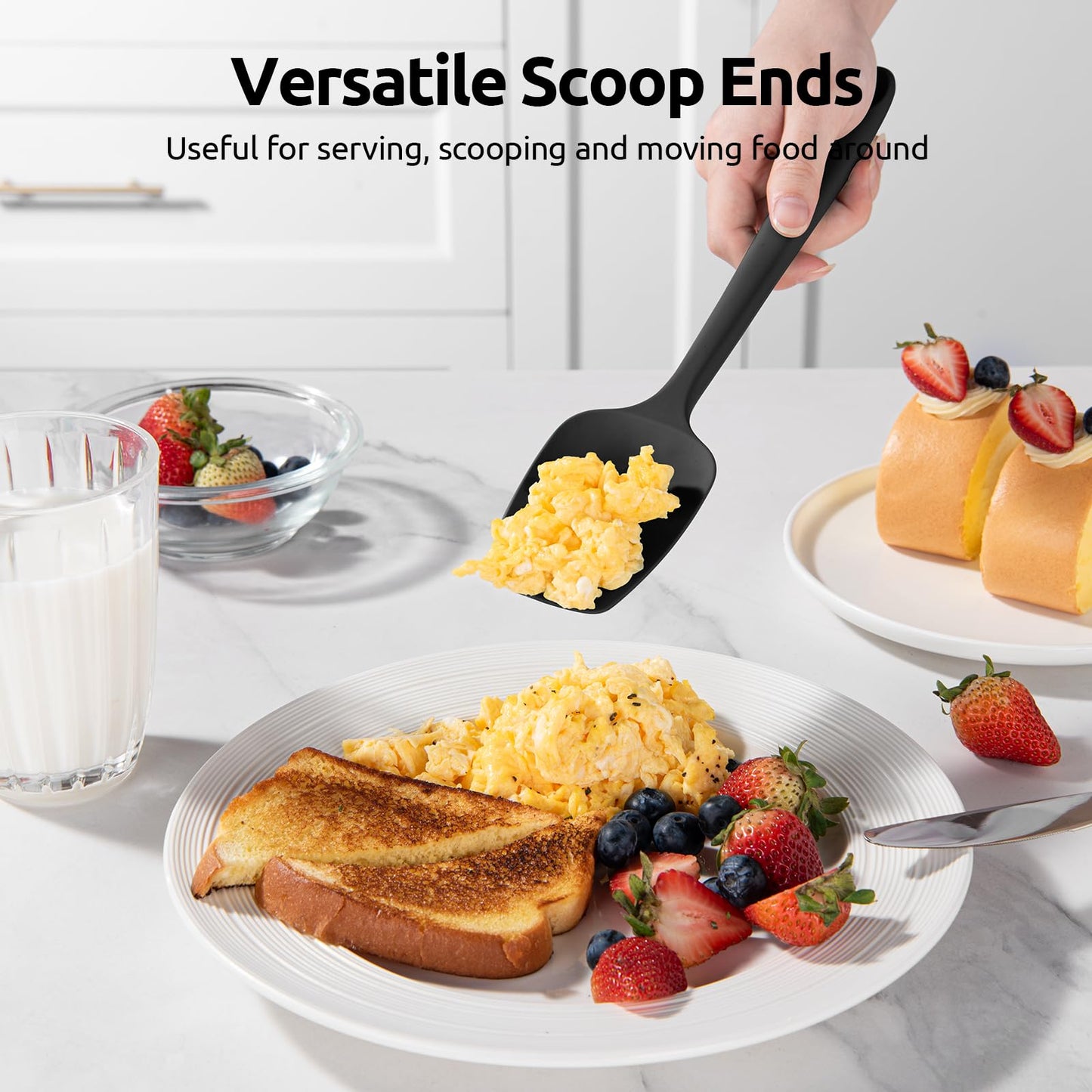 Minimalist Black Silicone Spatula Set, 600ºF High Heat Resistant