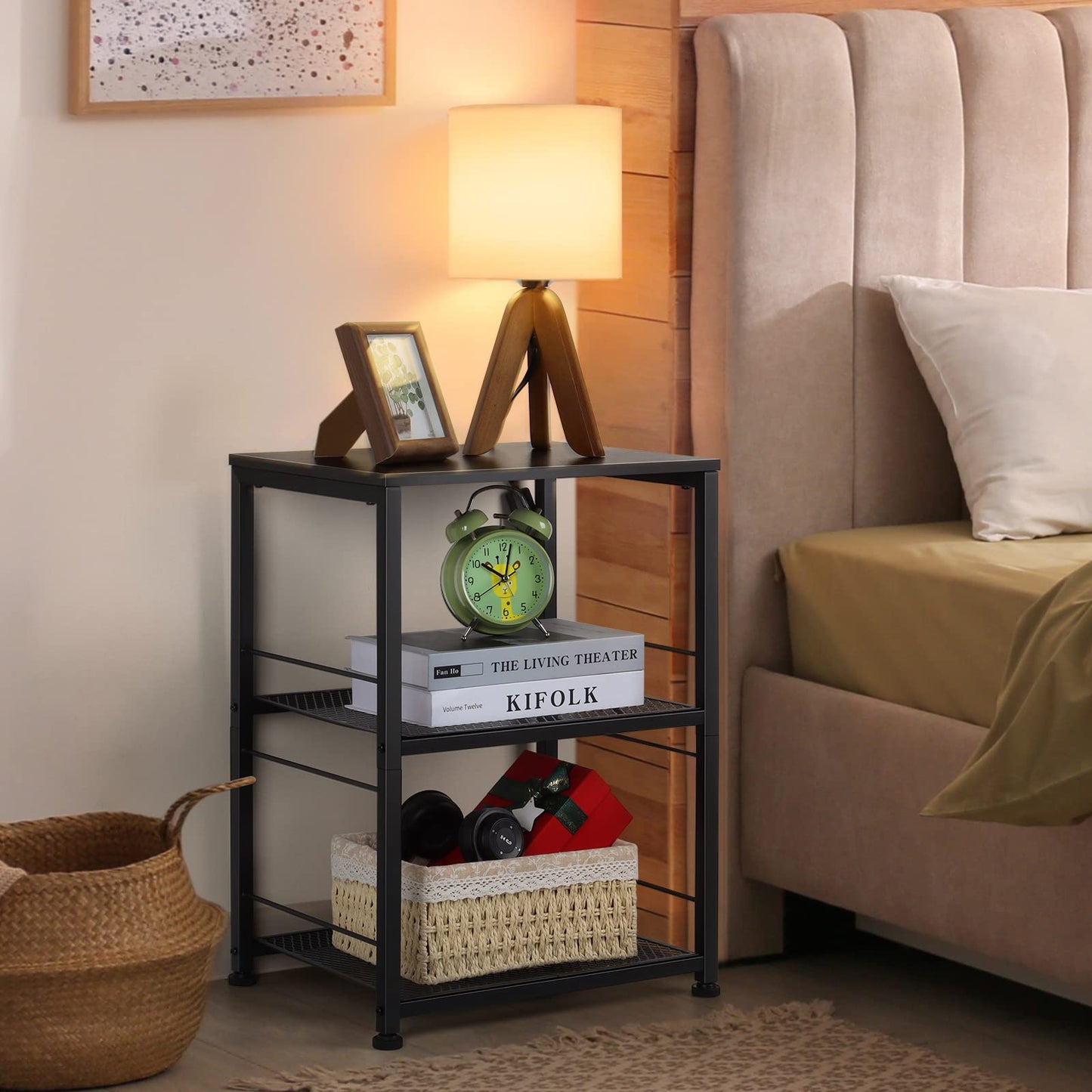 Minimalist Black Industrial Metal Frame Table w/Storage Shelf