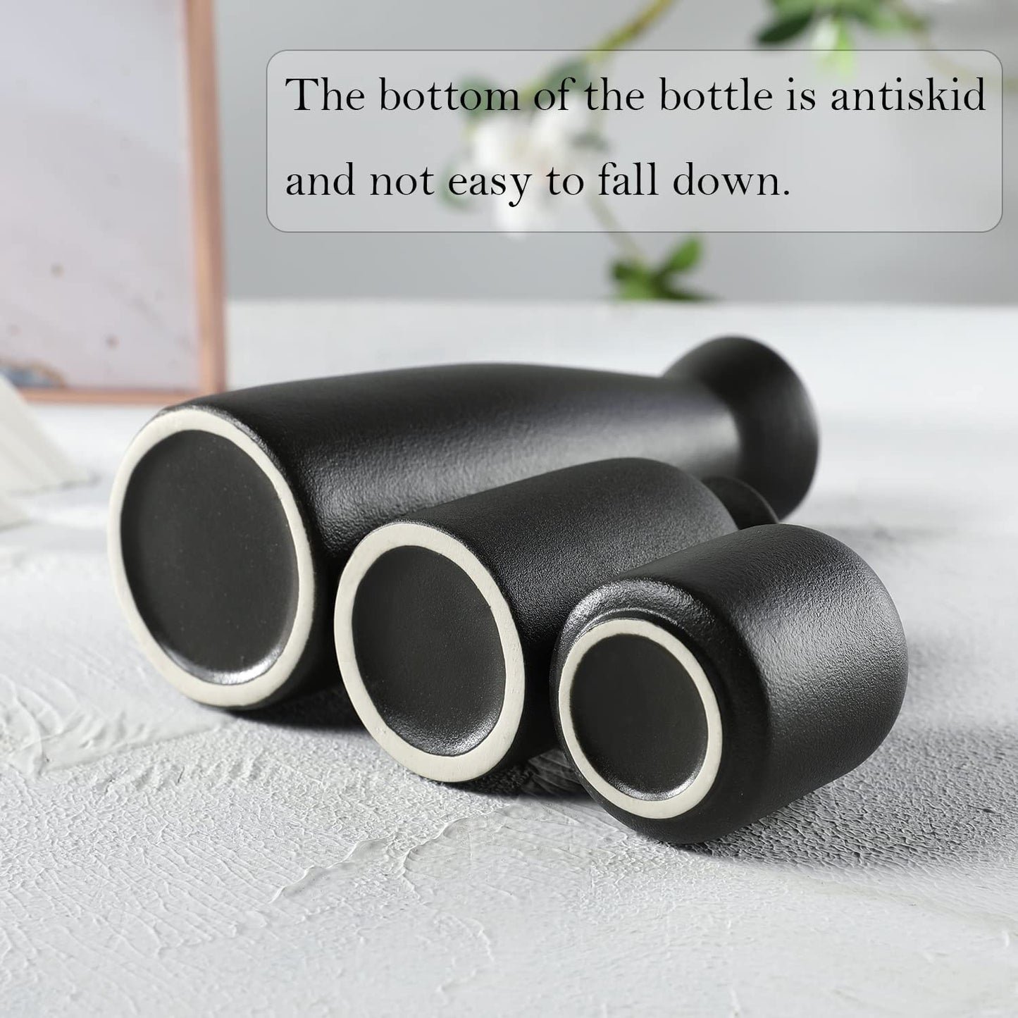 Minimalist Black Ceramic Vases for Bookshelf, Entryway Table, Centrepiece, Bedroom, Office, Bathroom