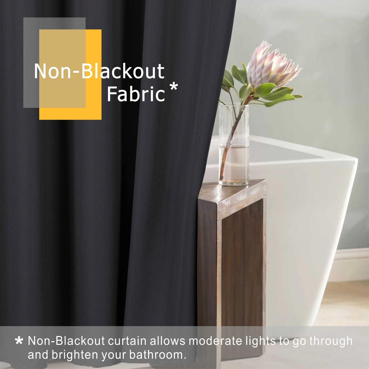 Minimalist Black Water Repellent Washable Shower Curtain