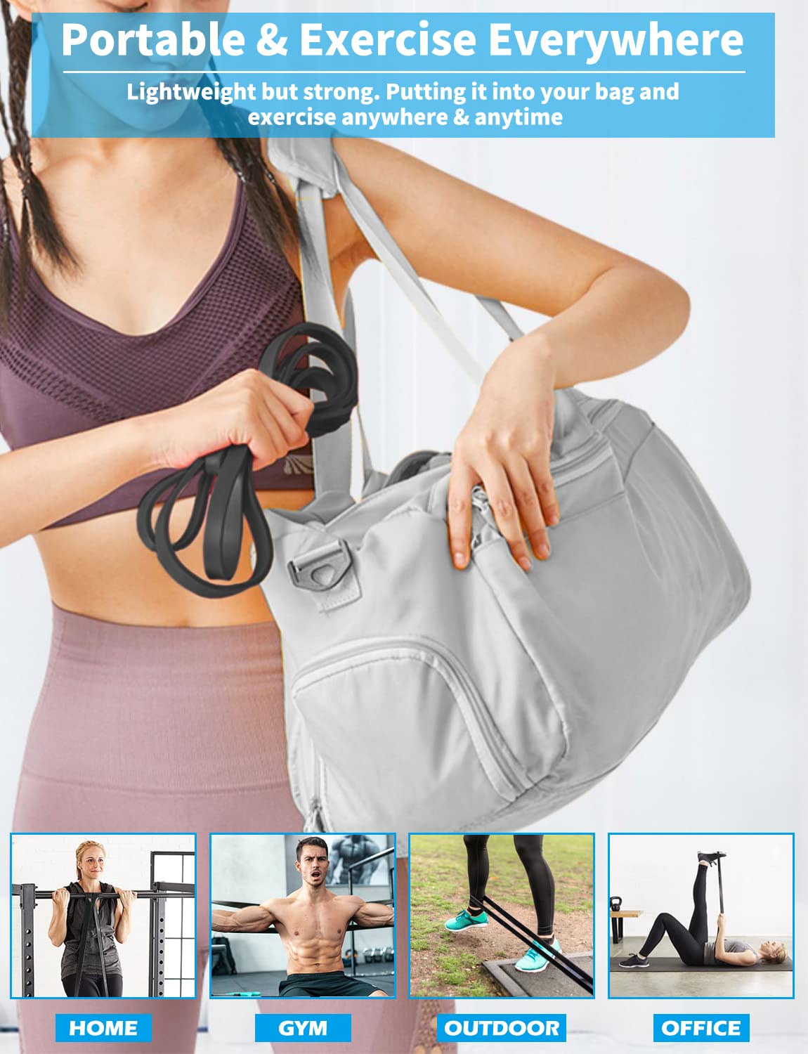 Minimalist Black Pull Up, Resistance Bands, 5 Piece Set