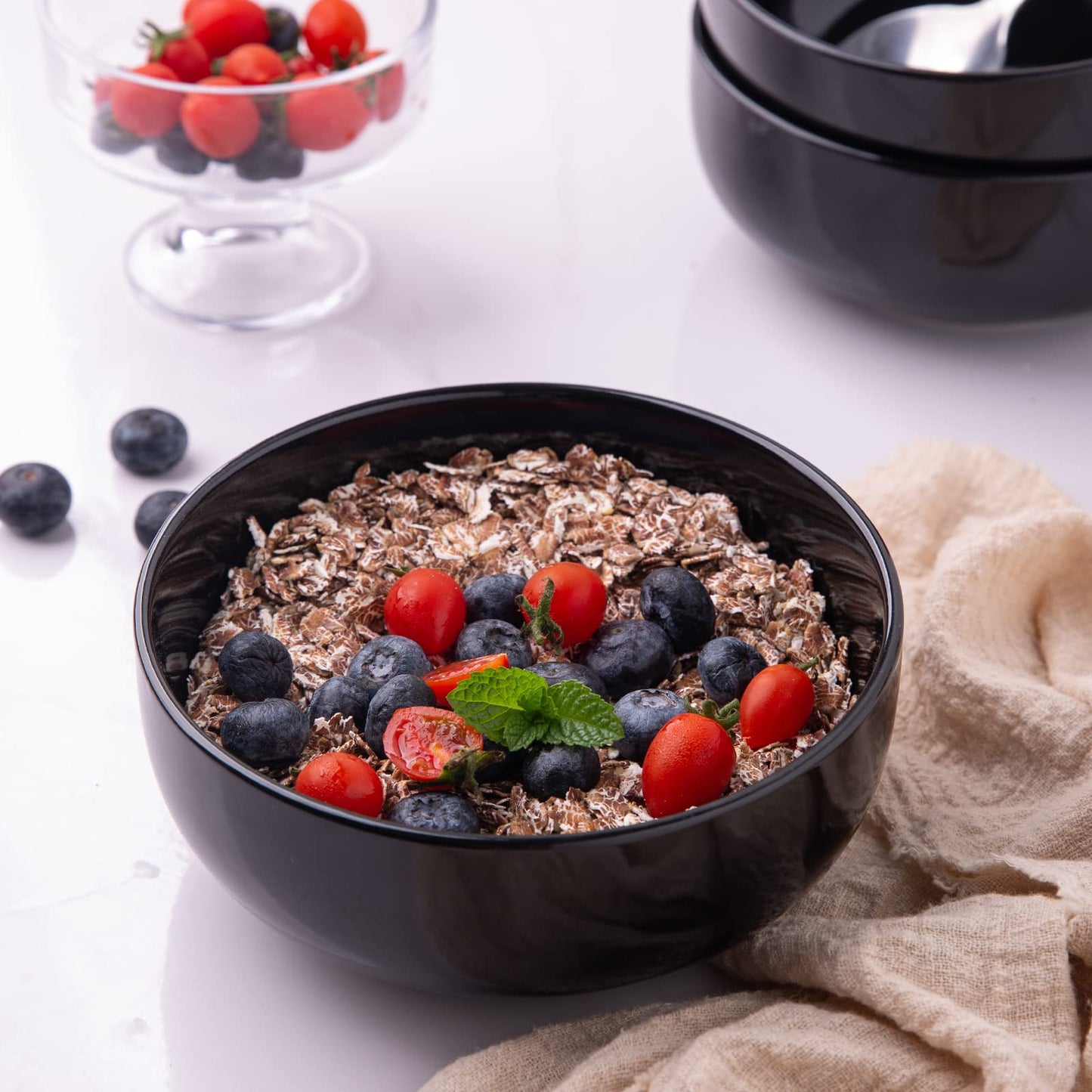 Minimalist Black Ceramic Nesting Mixing Bowls Set of 5, 10/22/30/38/48 OZ