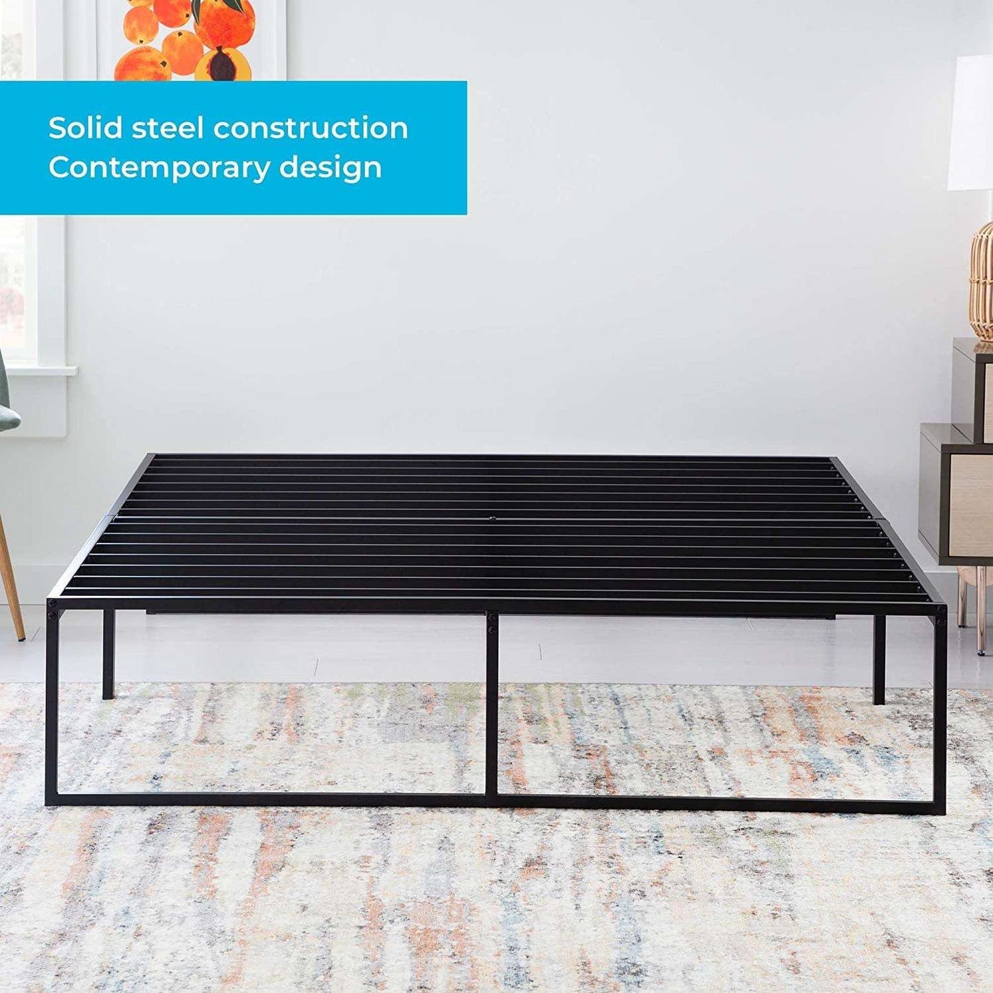 Minimalist Black Contemporary Platform Bed Frame, Twin, Multiple Sizes Available