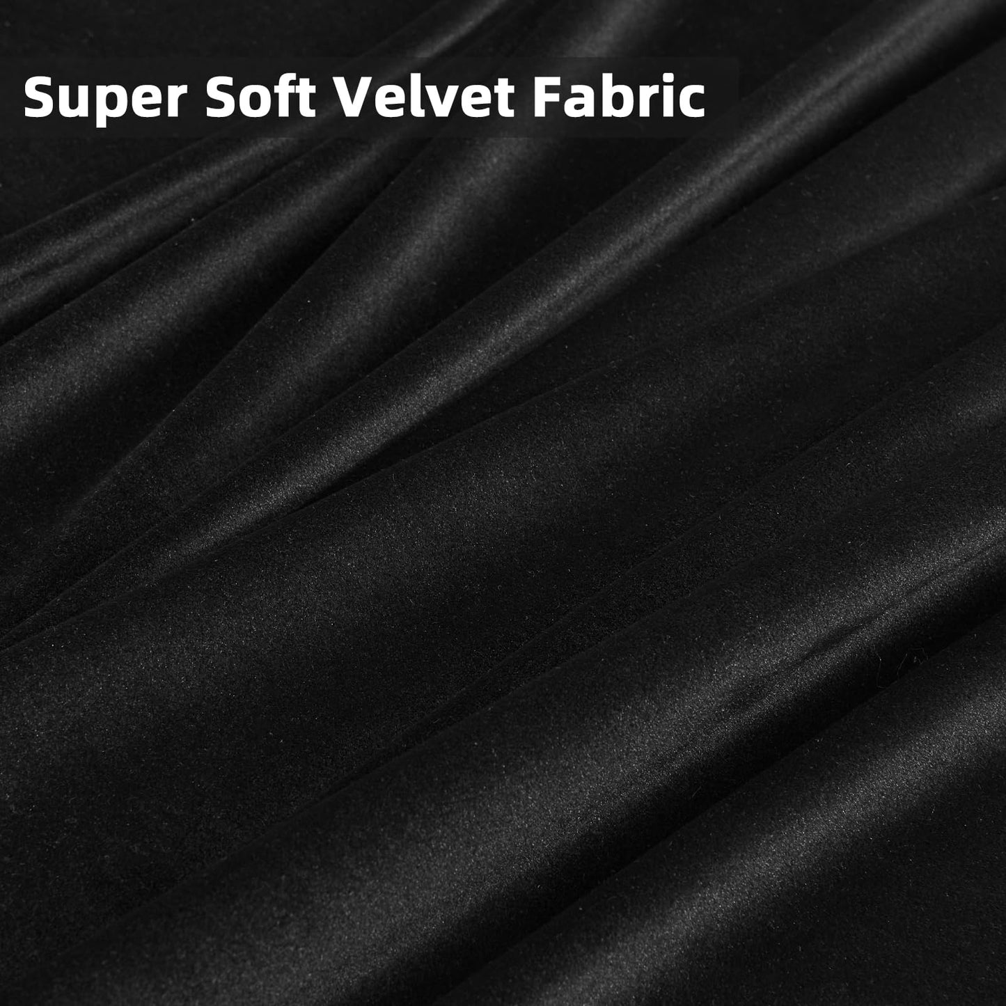 Minimalist Black Velvet Curtains, 90" Length