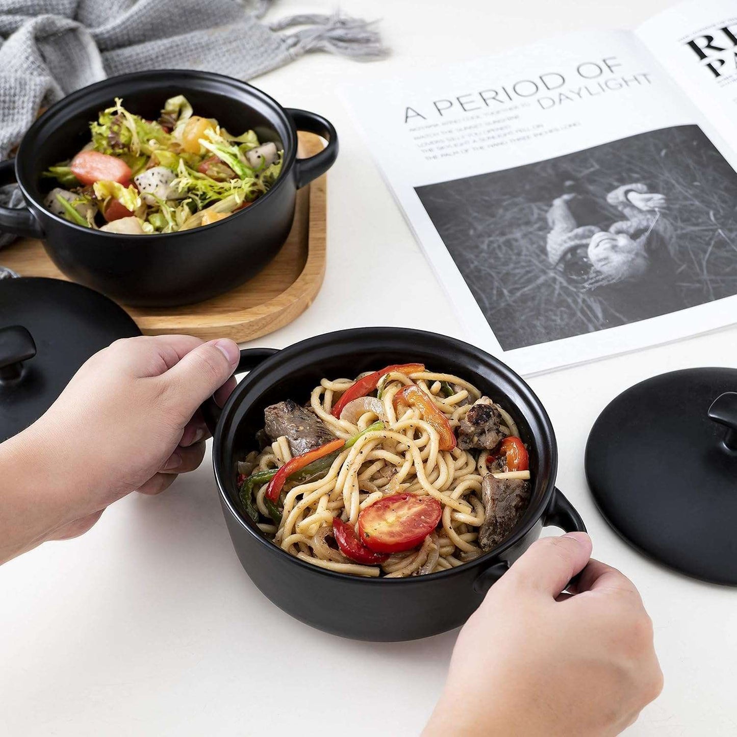 Minimalist Black BRUNTMOR 20 Oz Ceramic Crock Bowls