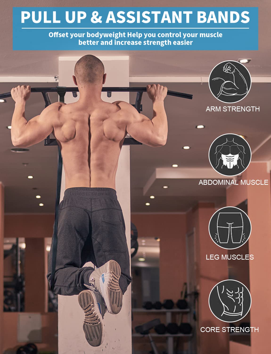 Minimalist Black Pull Up, Resistance Bands, 5 Piece Set