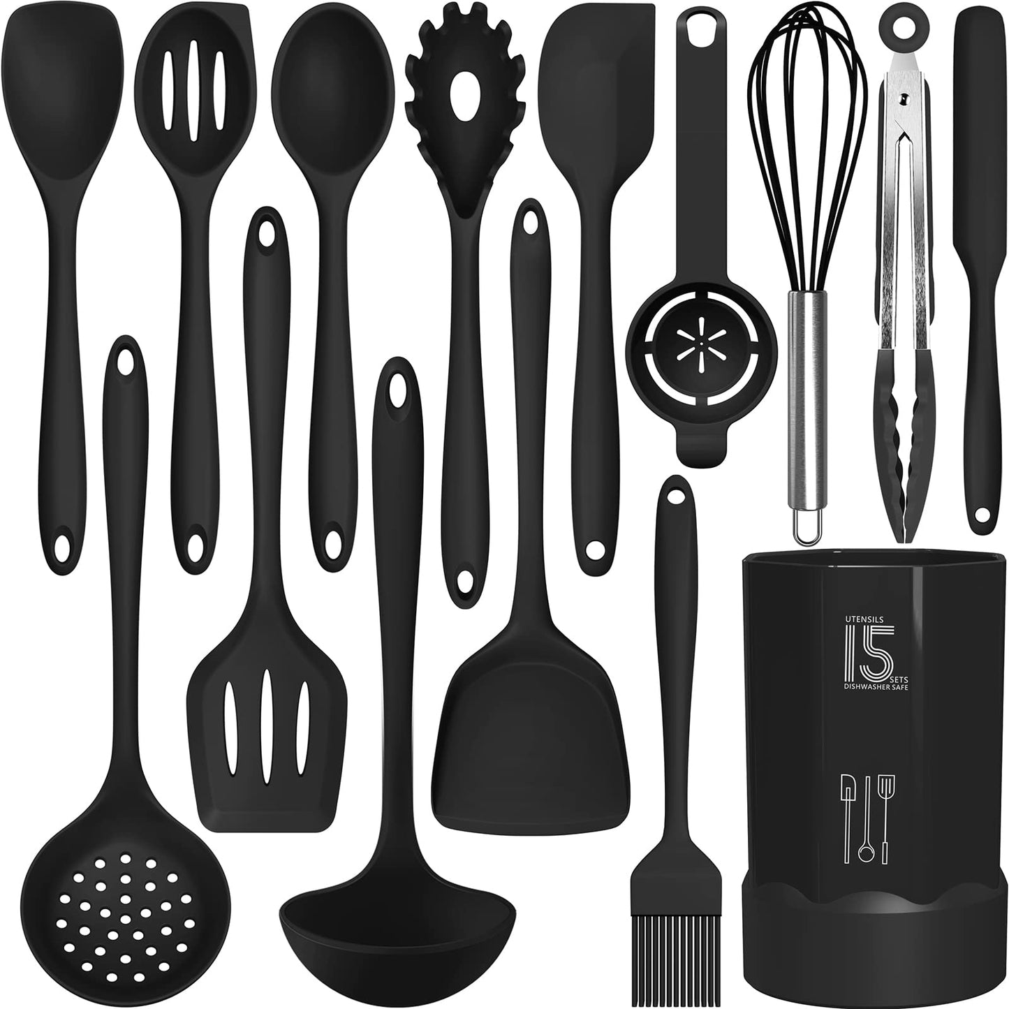 Minimalist Black Silicone Heat Resistant Kitchen Utensils