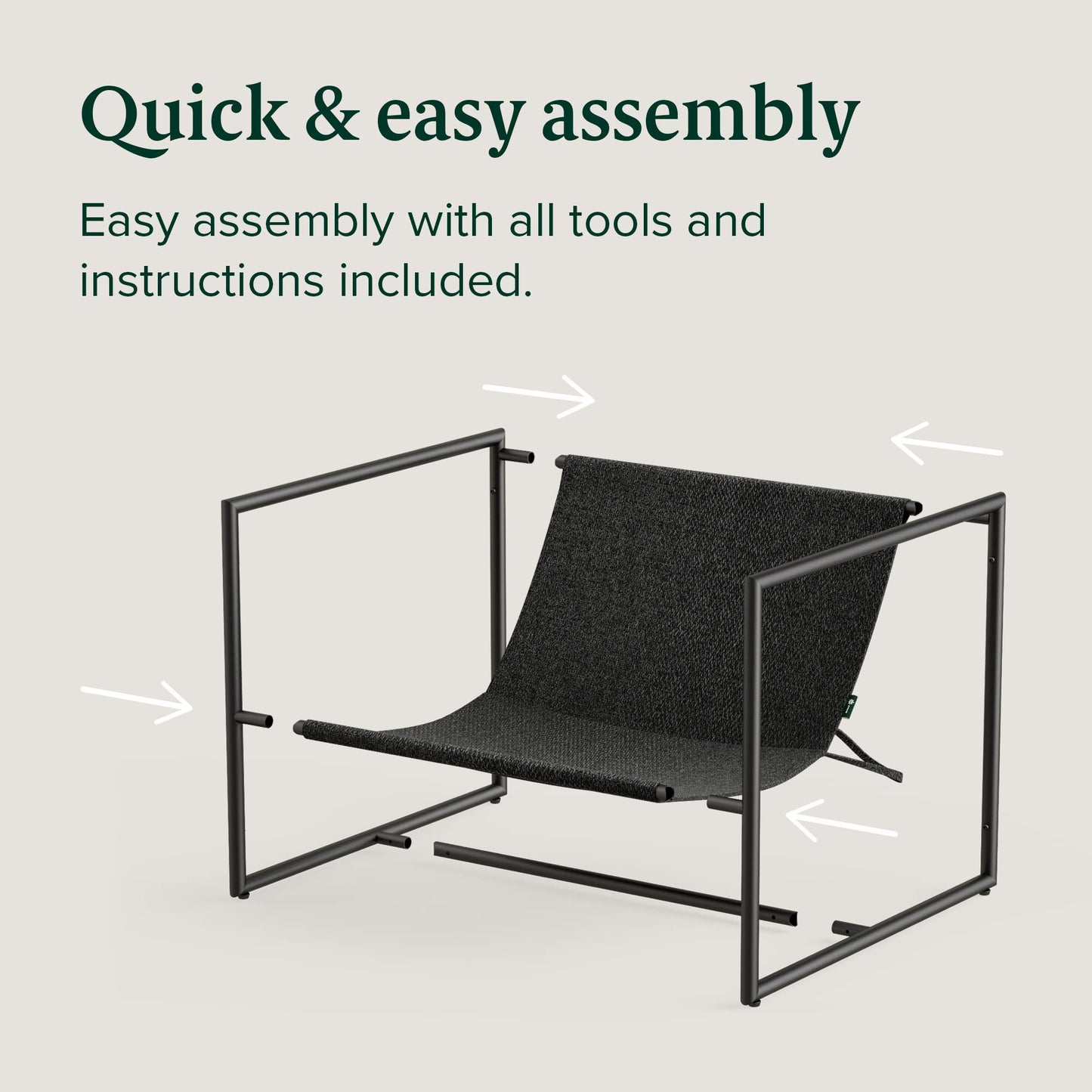 Minimalist Black ZINUS Aidan Sling Accent Chair/Metal Framed Armchair