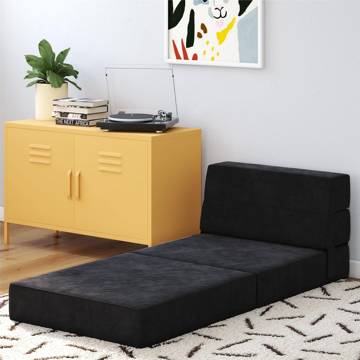 Minimliast Black NOVOGRATZ The Flower 5-in-1 Microfibre Modular Chair and Lounger Bed