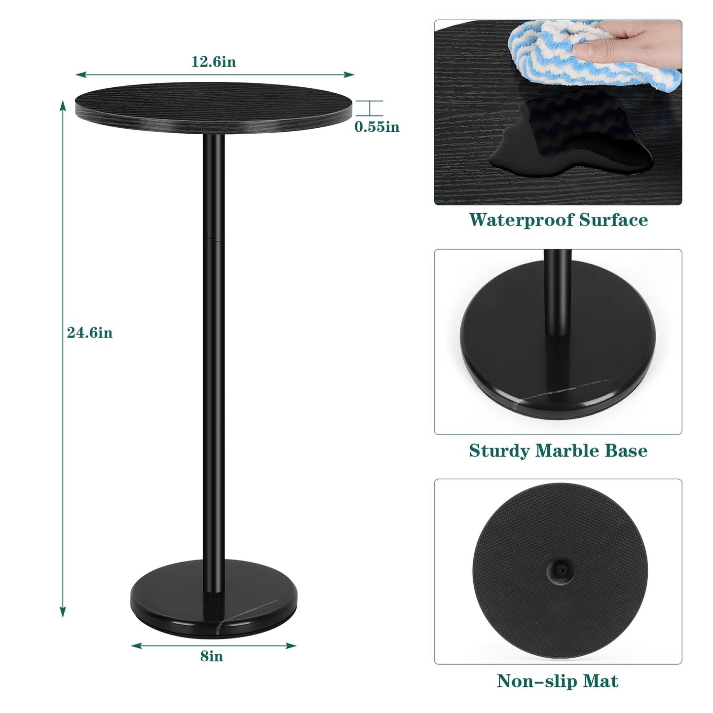 Minimalist Black Modern Round Side Table Set of 2
