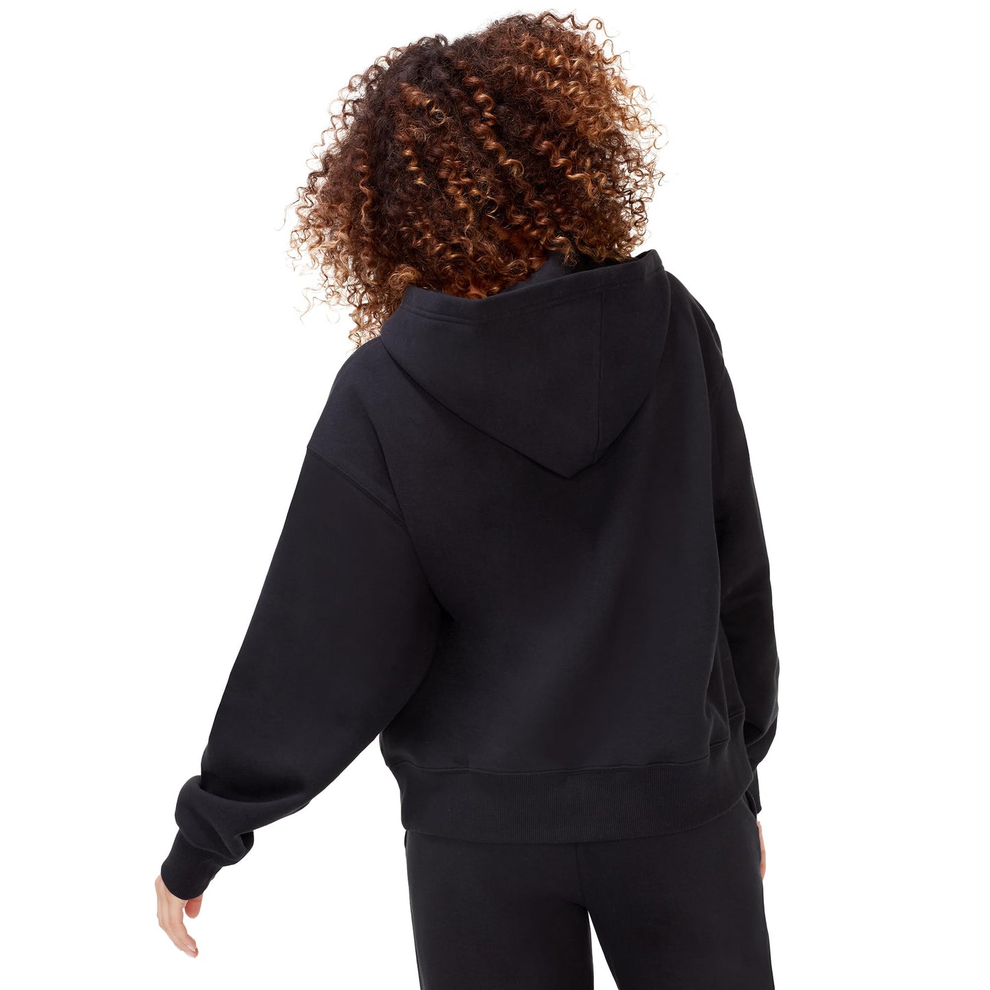 Minimalist Black Oversized, Boyfriend Fit Women's Fleece Zip Hoodie