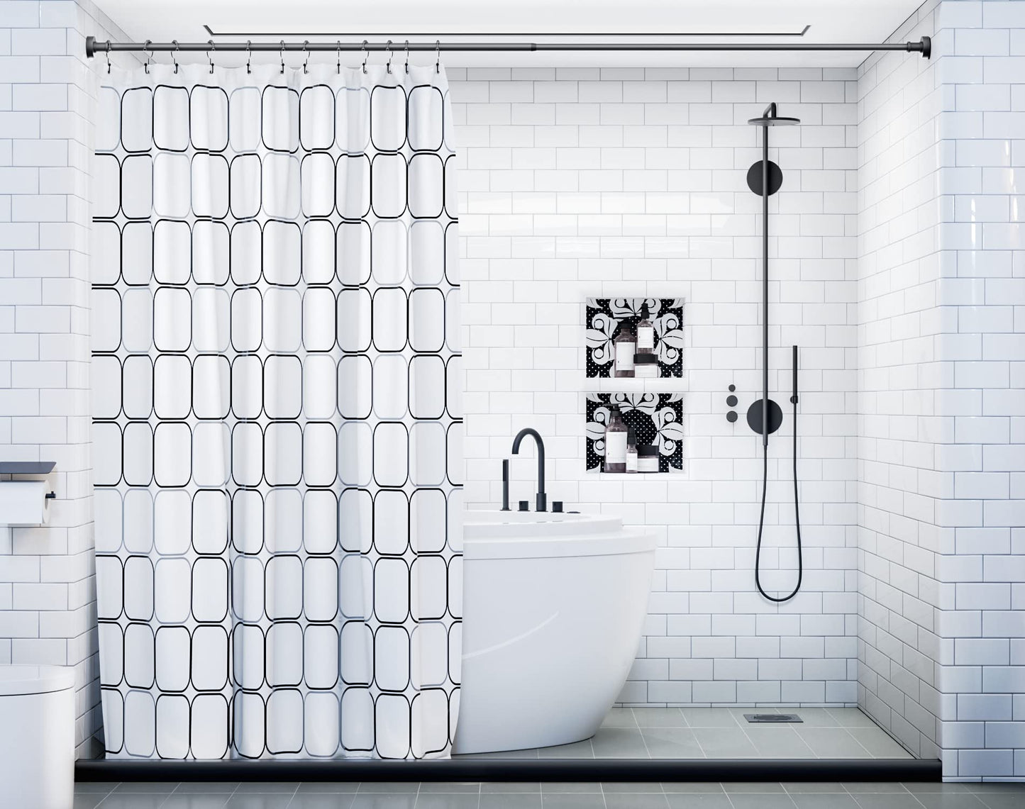 Minimalist Black 43-72" Adjustable Tension Rod with Anti-Rust Protection - Ideal for Bathroom, Bedroom, Kitchen, Balcony