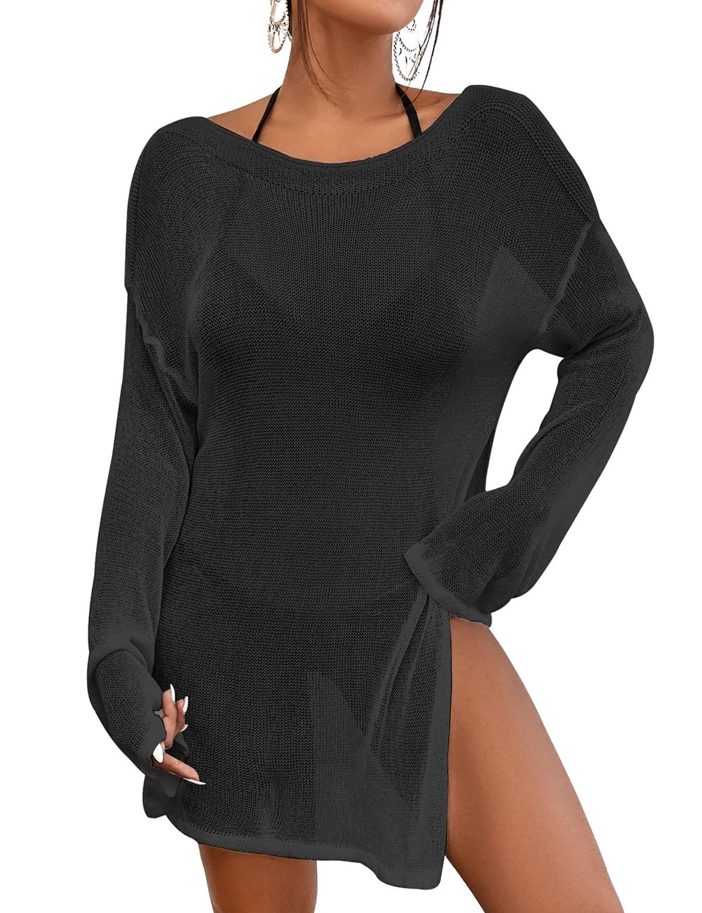Minimalist Black Mesh Cover Up