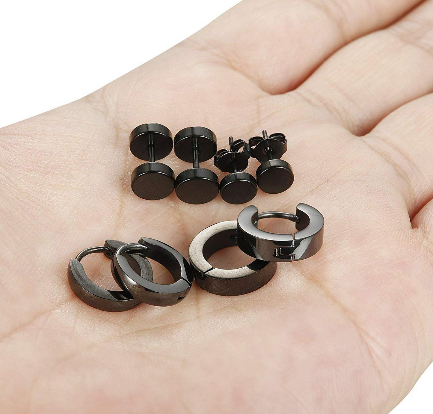 Minimalist Black Stainless Steel Stud Earrings