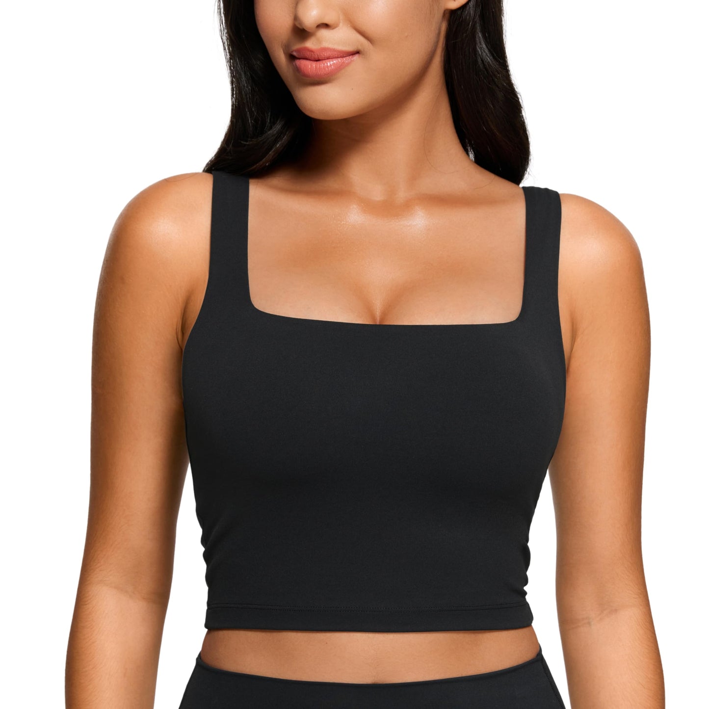 Minimalist Black Butterluxe Women's Square Neck Longline Sports Bra