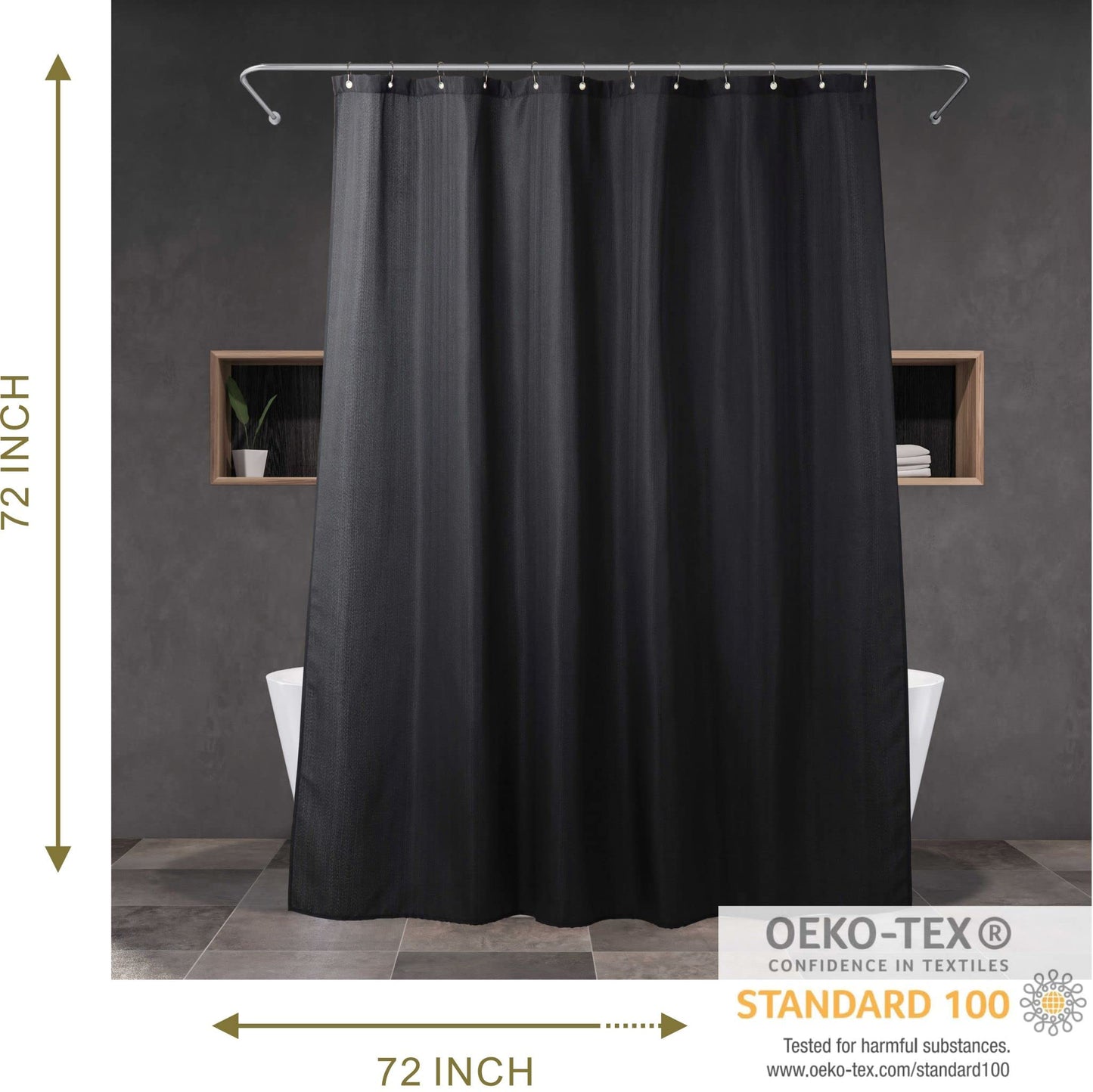 Minimalist Black Water Repellent Washable Shower Curtain