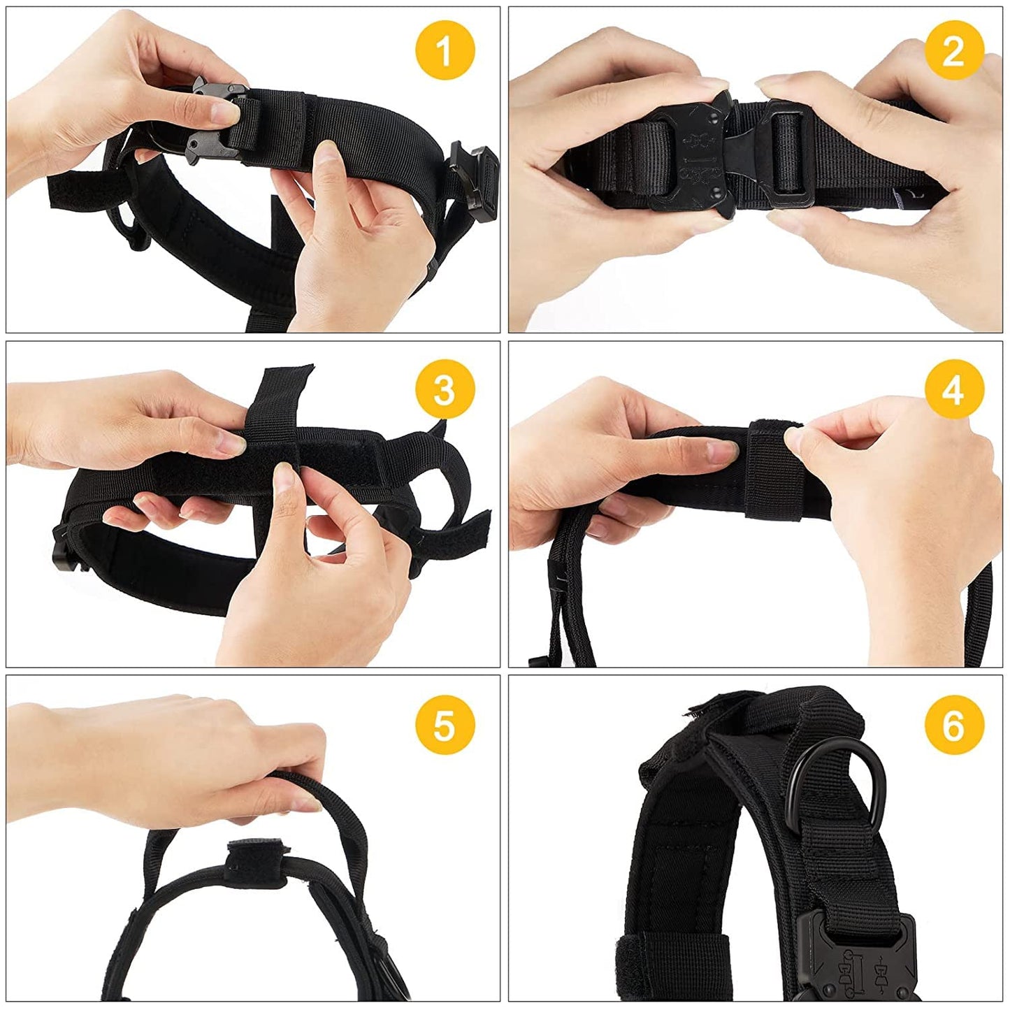 Minimalist Black Adjustable Heavy Duty Nylon Collar w/Quick Release Metal Buckle for Small, Medium, Large Dogs