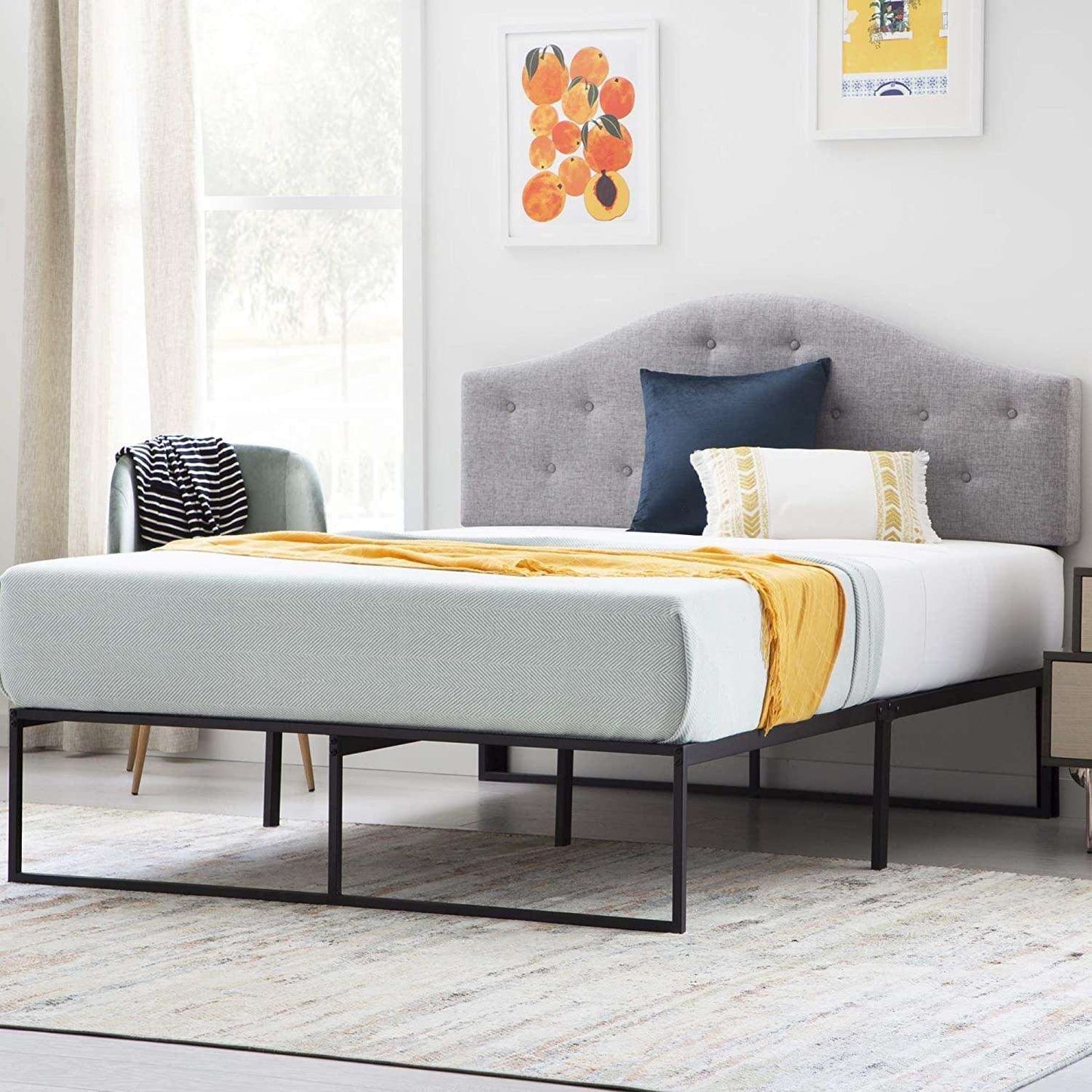 Minimalist Black Contemporary Platform Bed Frame, Twin, Multiple Sizes Available