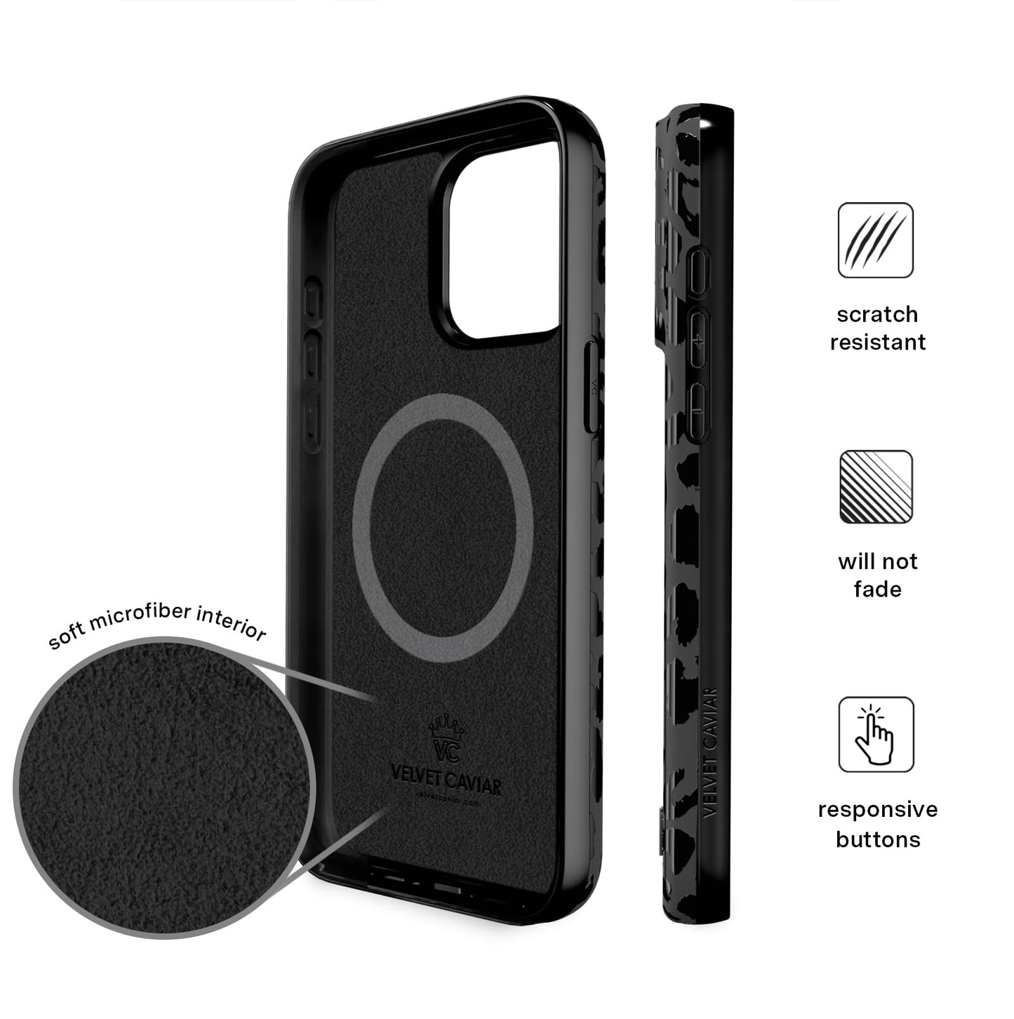 Minimalist Black Velvet Caviar iPhone 15 PRO MAX Case