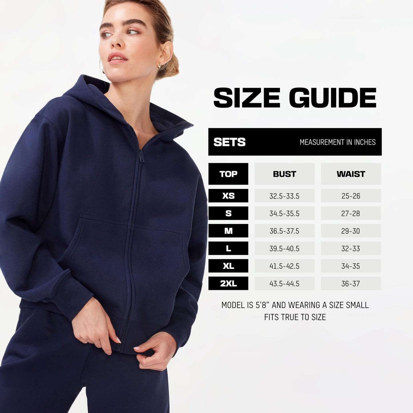 Minimalist Black Oversized, Boyfriend Fit Women's Fleece Zip Hoodie