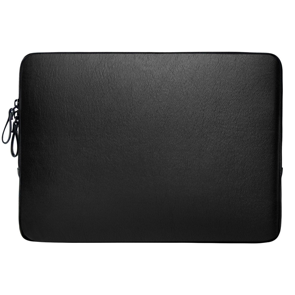 Minimalist Black 13-14 Inch Sleek Laptop Sleeve with Accessory Compartment - Waterproof PU Leather