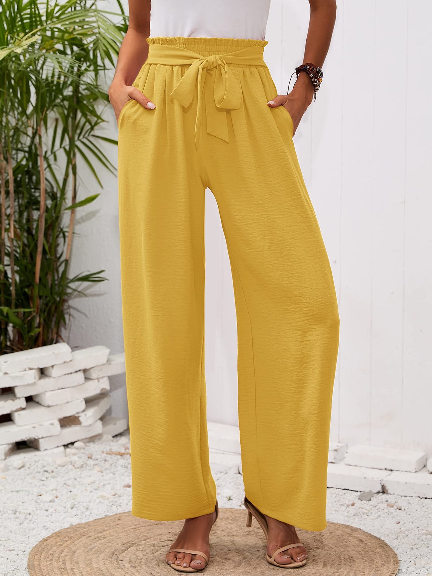 Minimalist Wide Leg Adjustable Tie Knot Trousers