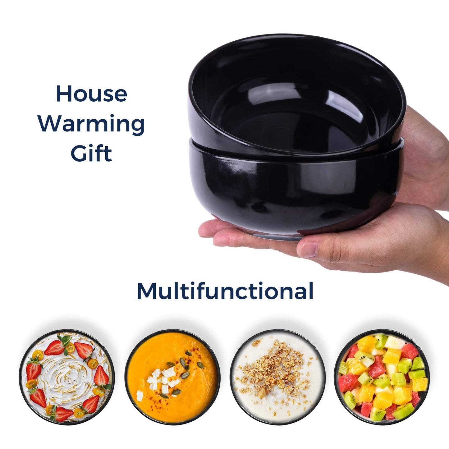 Minimalist Black Ceramic Nesting Mixing Bowls Set of 5, 10/22/30/38/48 OZ