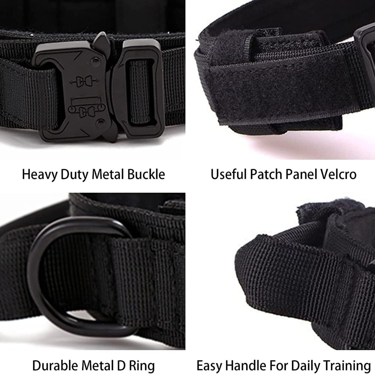 Minimalist Black Adjustable Heavy Duty Nylon Collar w/Quick Release Metal Buckle for Small, Medium, Large Dogs