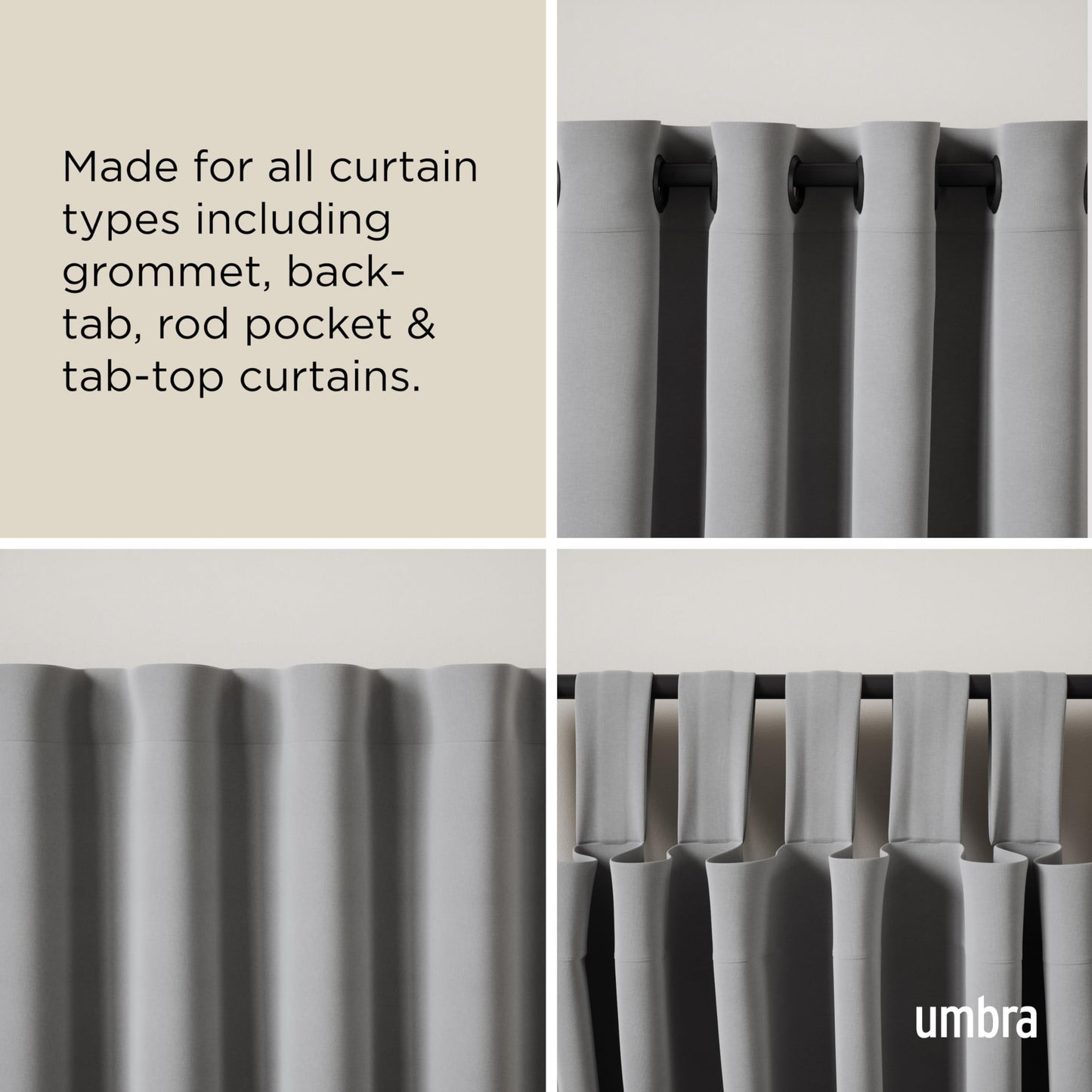 Minimalist Black UMBRA Adjustable Curtain Rod w/Mounting Hardware