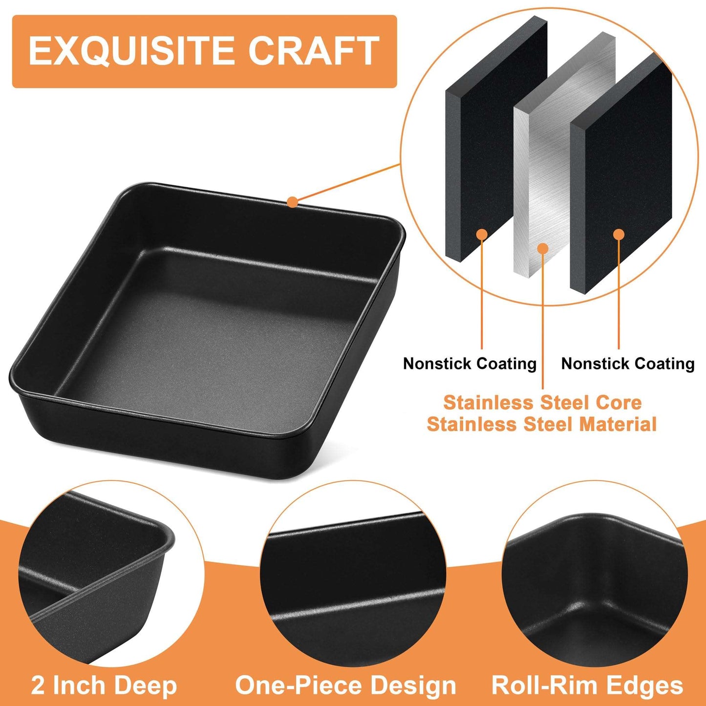 Minimalist Black 8"x8"x 2" Nonstick Baking Pan