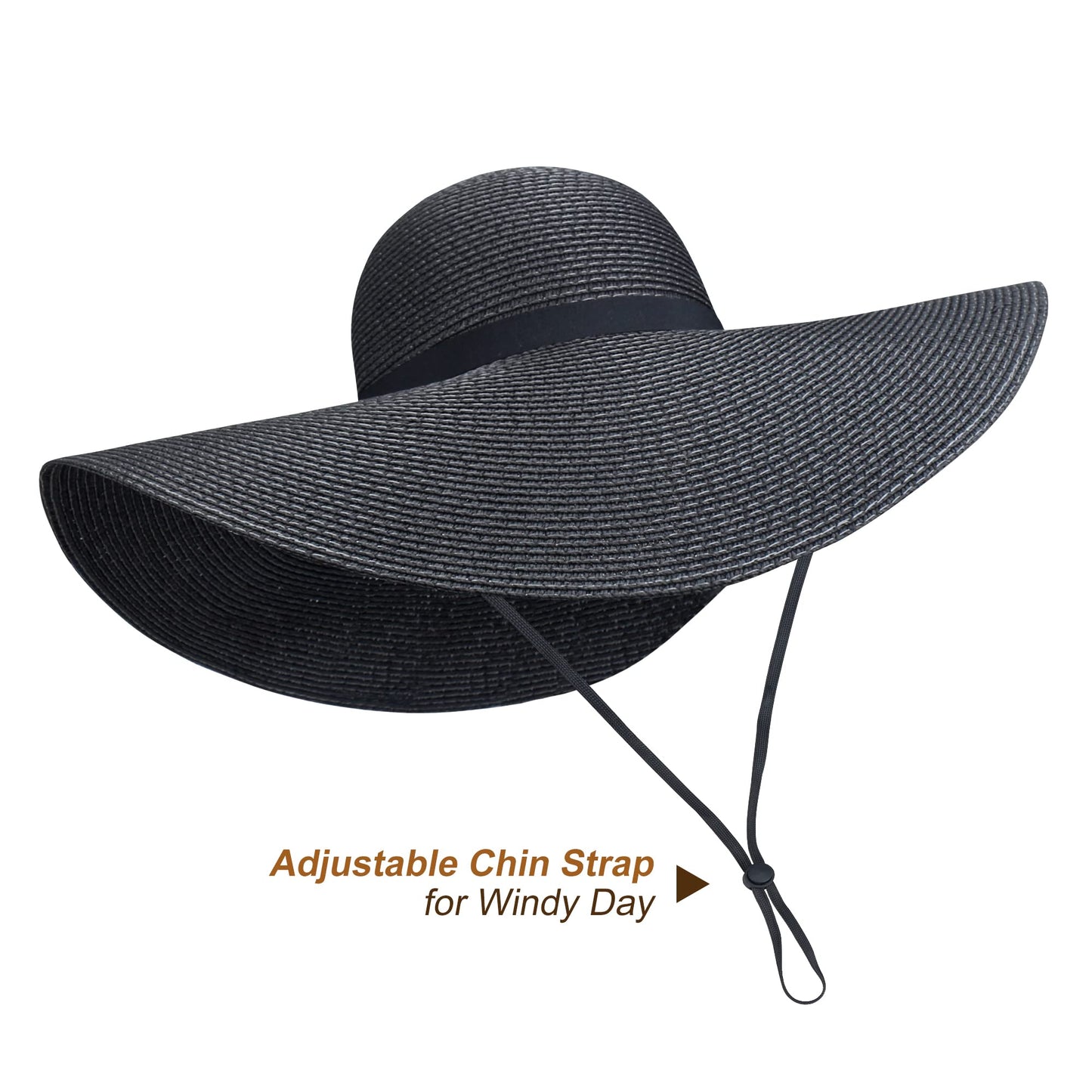 Minimalist Black Wide Brim Sun Hat UPF50