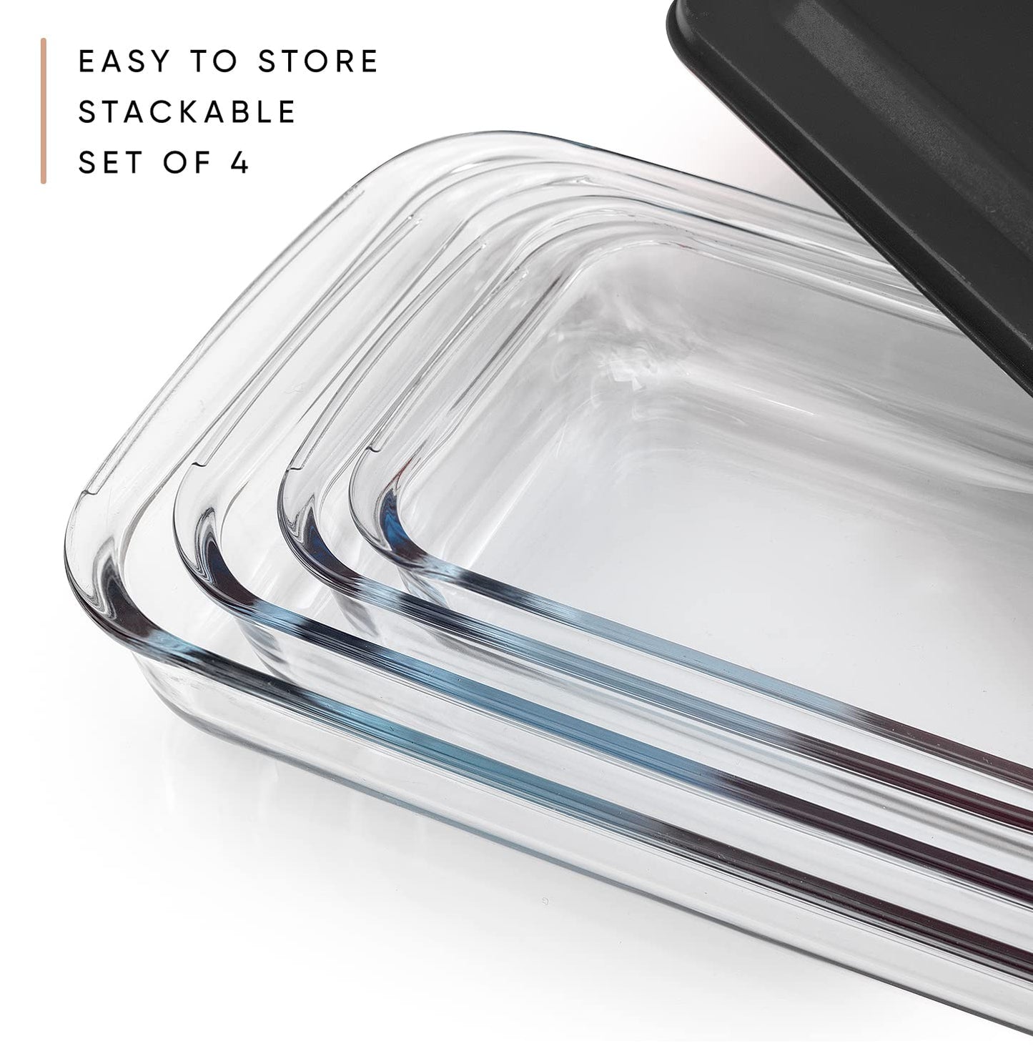 Minimalist Black 8-Piece Glass Lid Bakeware Set