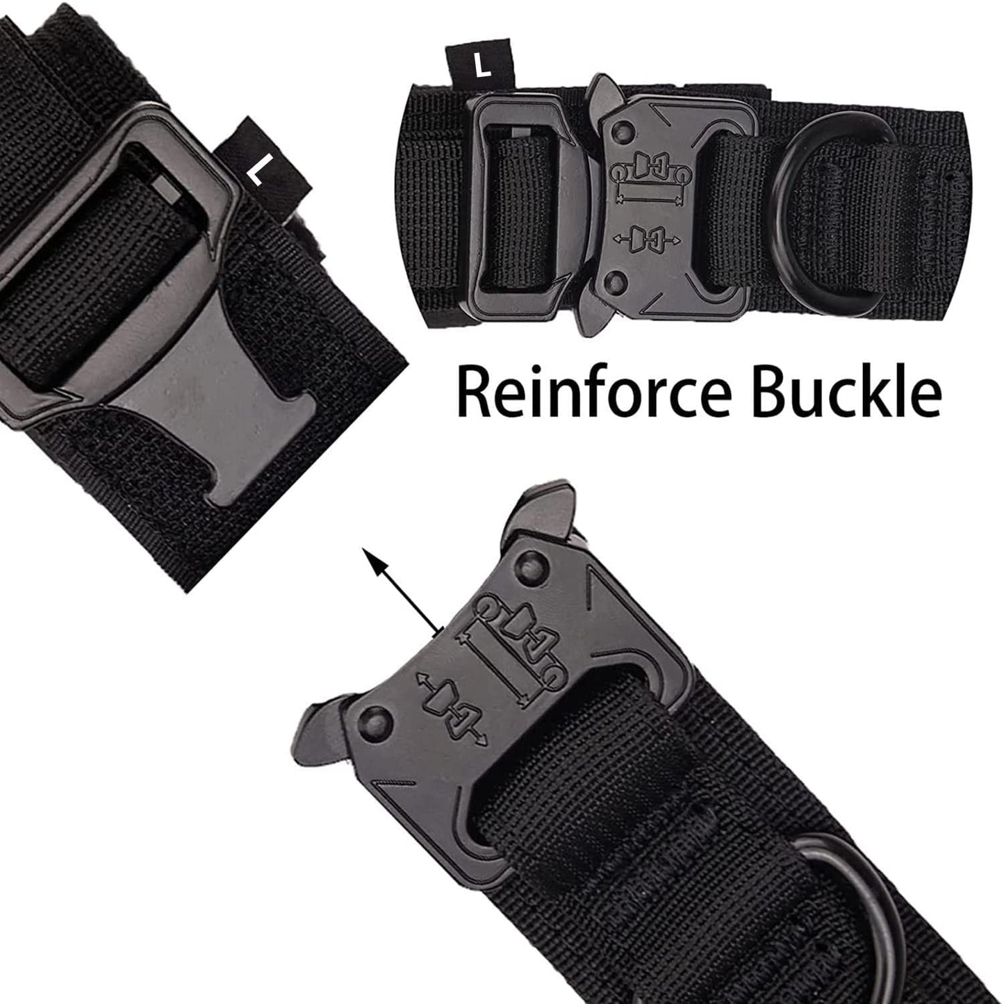 Minimalist Black Adjustable Heavy Duty Nylon Collar w/Quick Release Metal Buckle for Small, Medium, Large Dogs