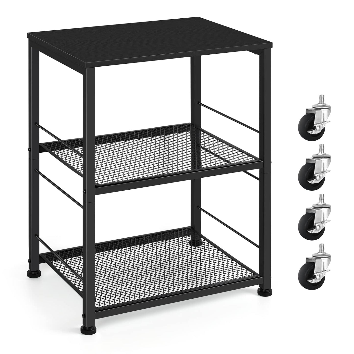 Minimalist Black Industrial Metal Frame Table w/Storage Shelf