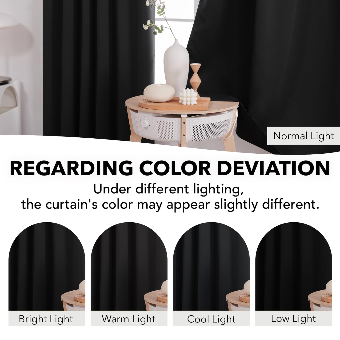 Minimalist Black Blackout Curtains, 2 Panels, 52"Wx84"L