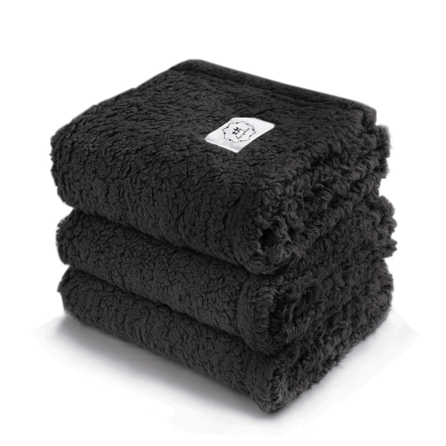 Minimalist Black Premium Sherpa 30"x20" Pet Blanket, Set of 3