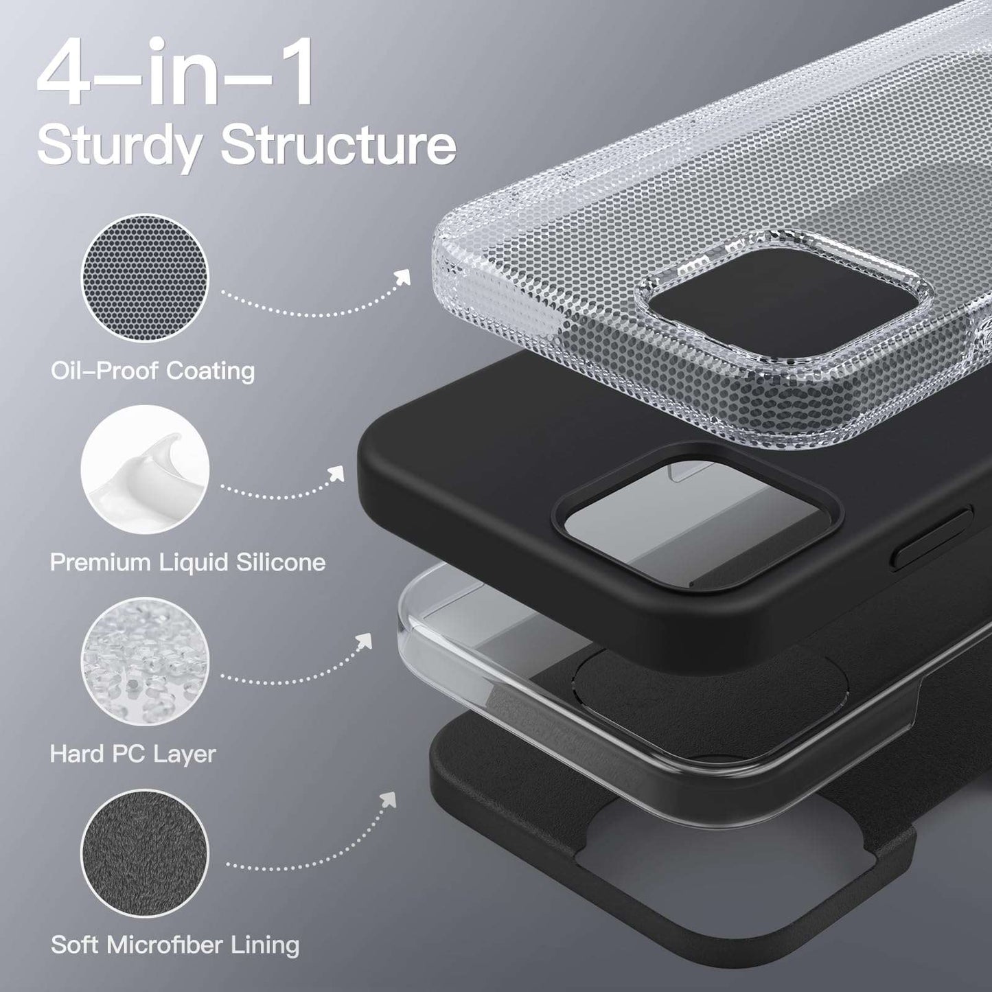 Minimalist Black JETech iPhone 12/12 Pro 6.1-Inch Silicone Case