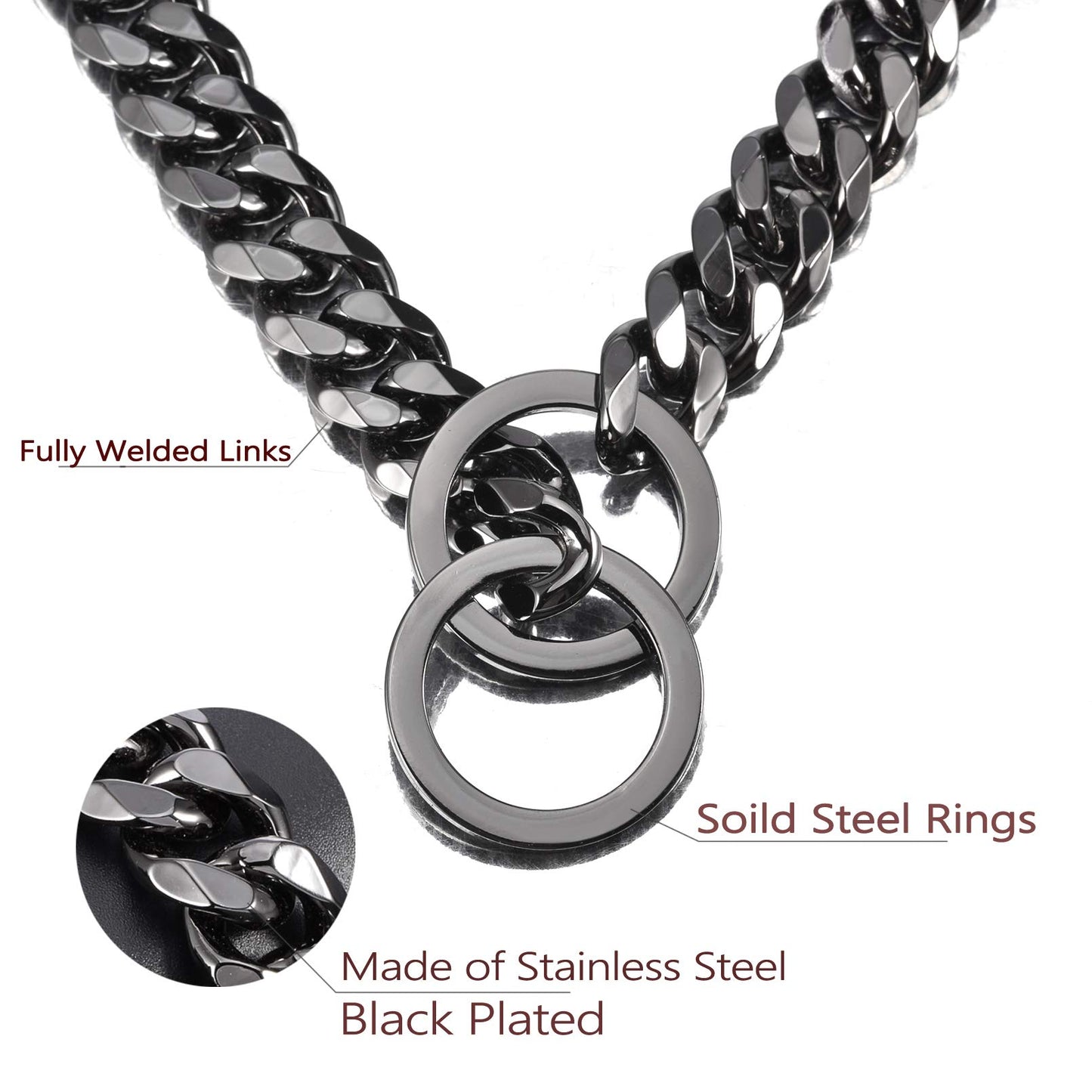 Minimalist Black Welded Steel Training Collar for Large Dogs