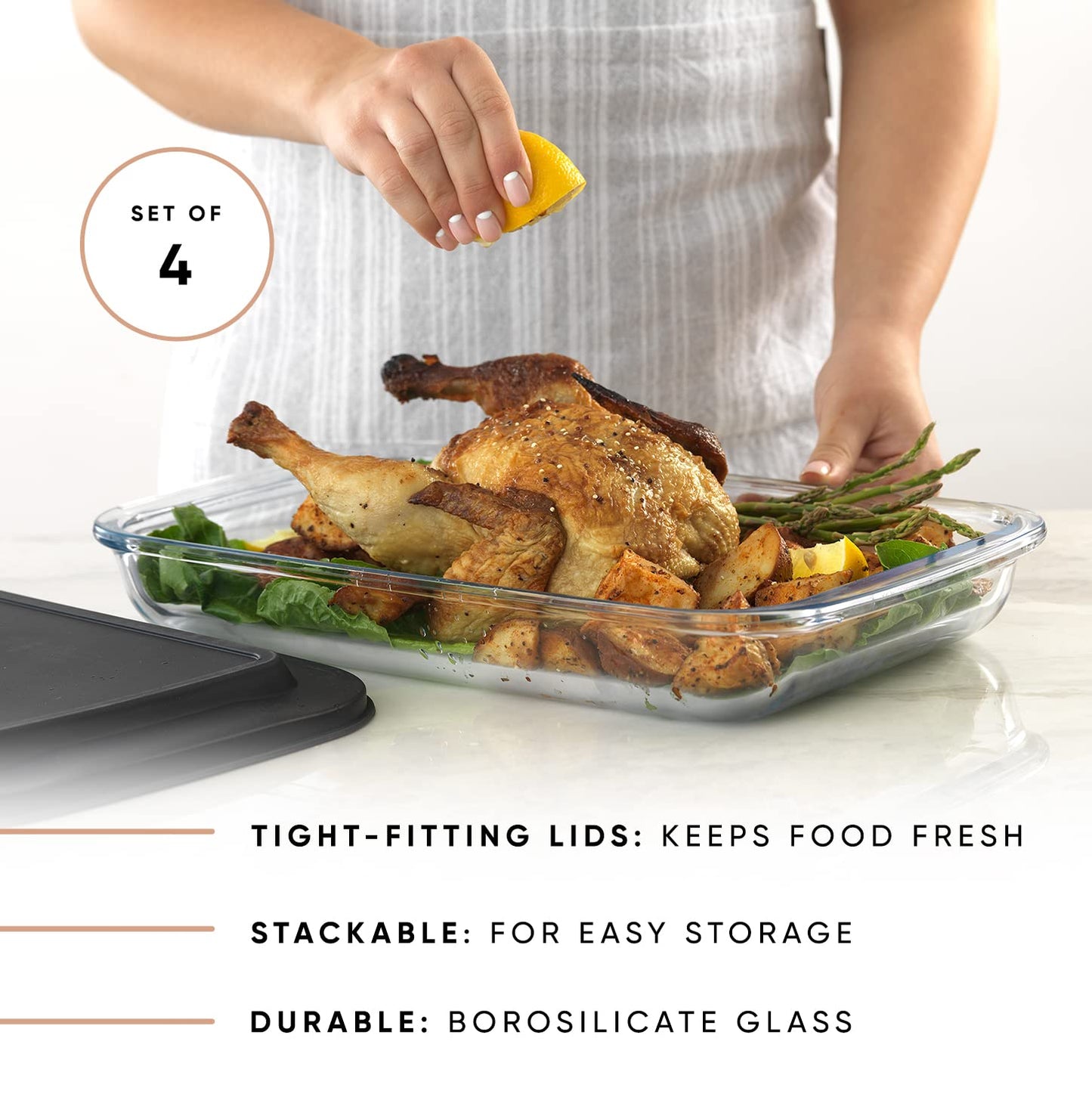 Minimalist Black 8-Piece Glass Lid Bakeware Set